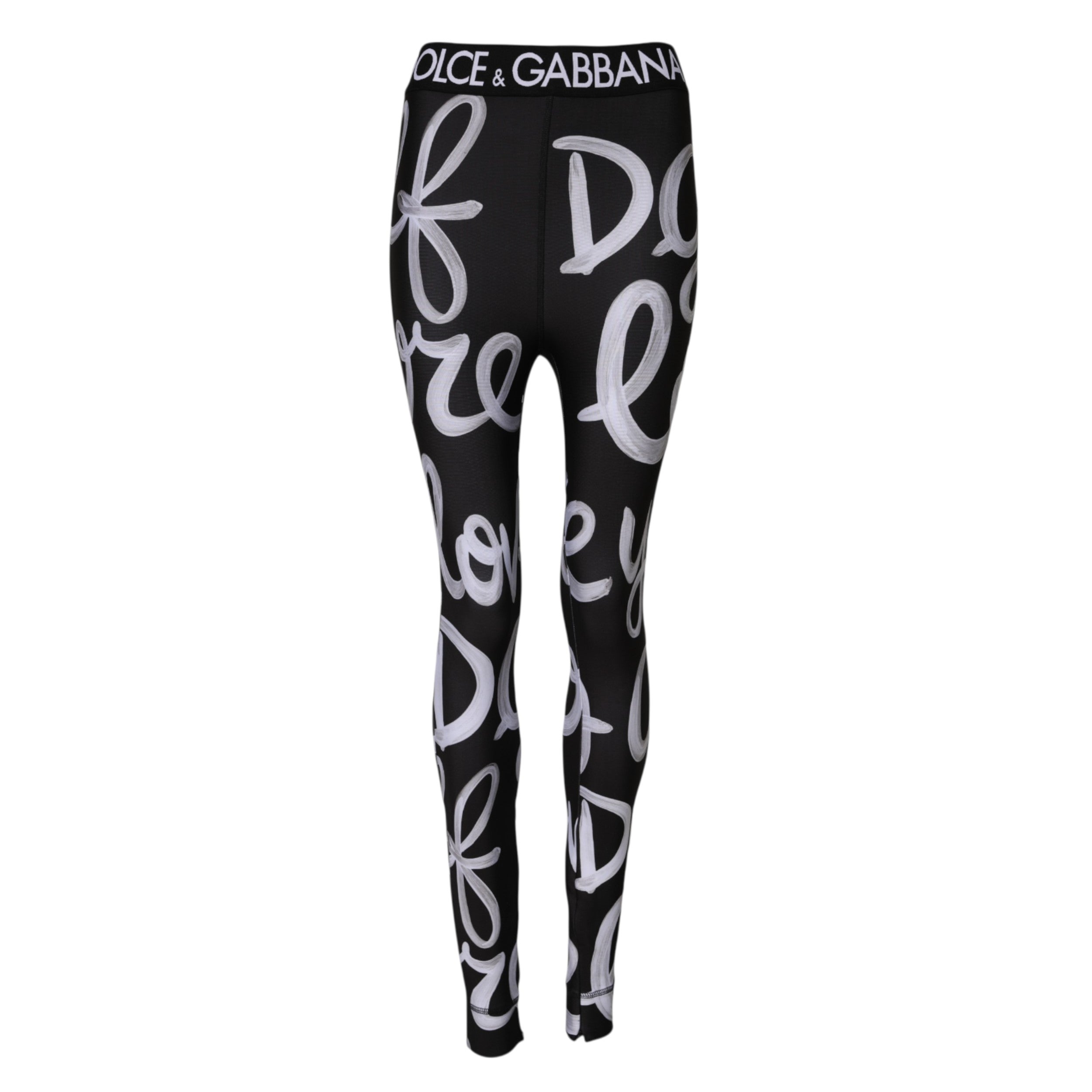 Black Polyester Logo Print Mid Waisted Pants - ventzia