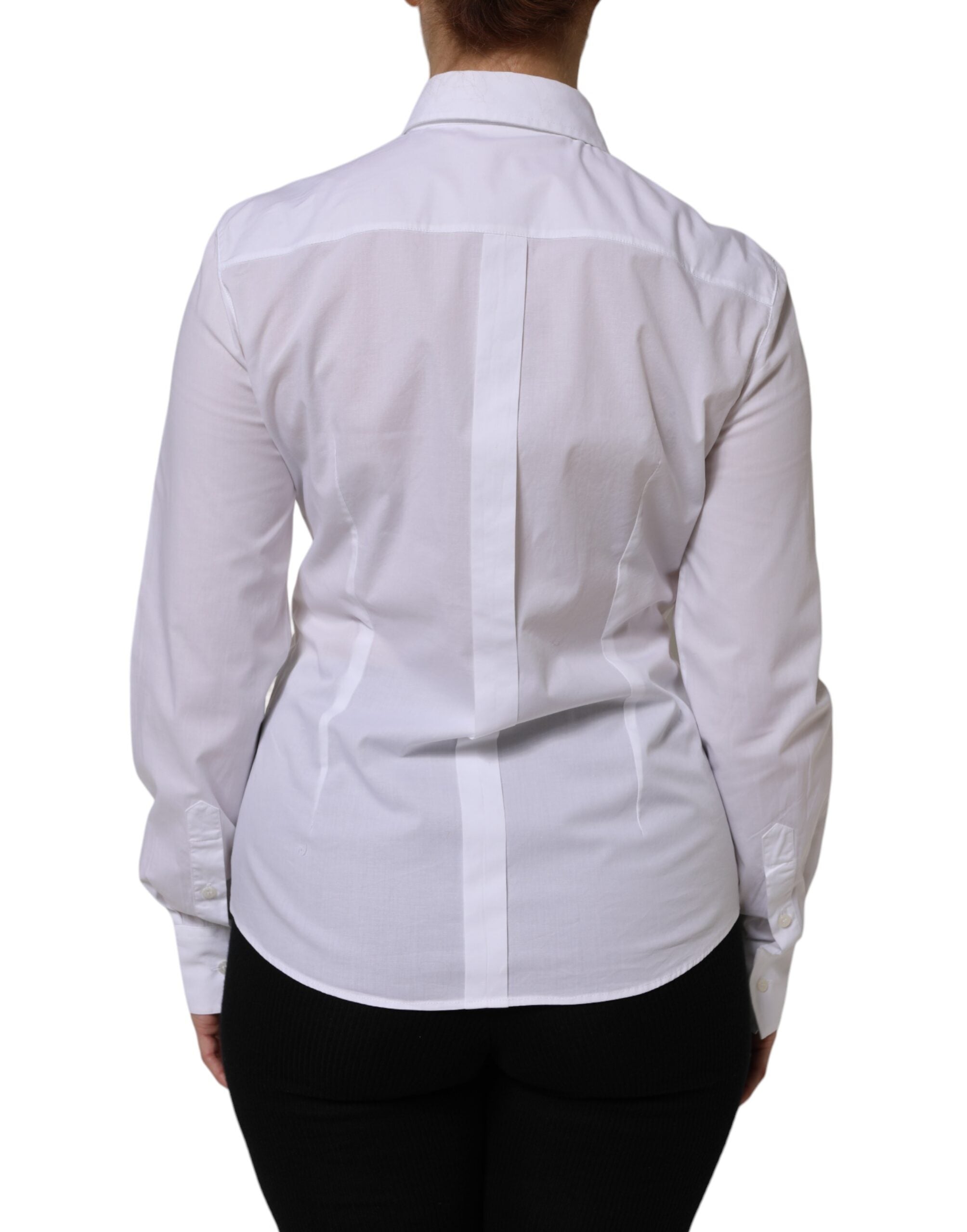White Cotton Long Sleeves Collared Top Shirt - ventzia