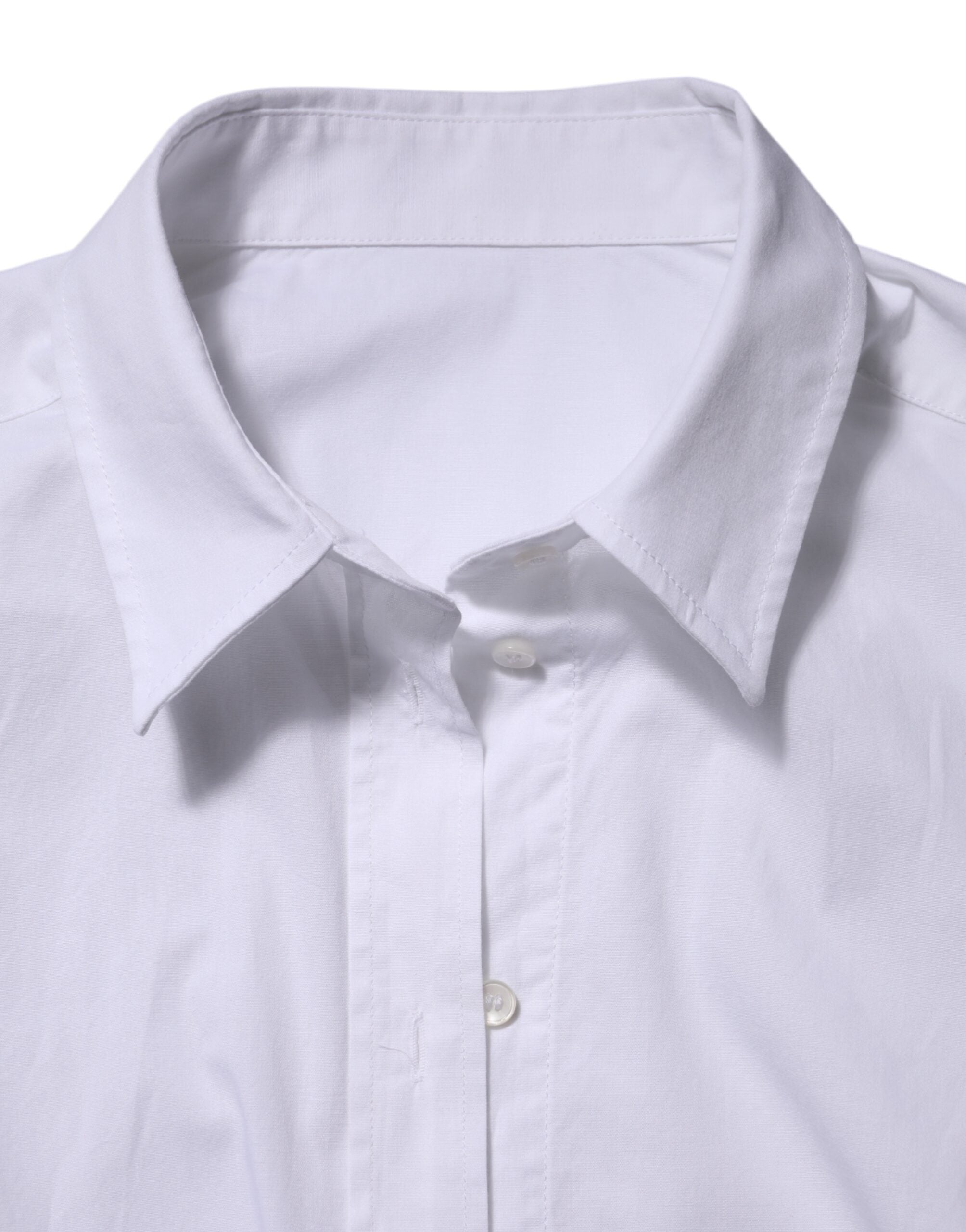 White Cotton Long Sleeves Collared Top Shirt - ventzia