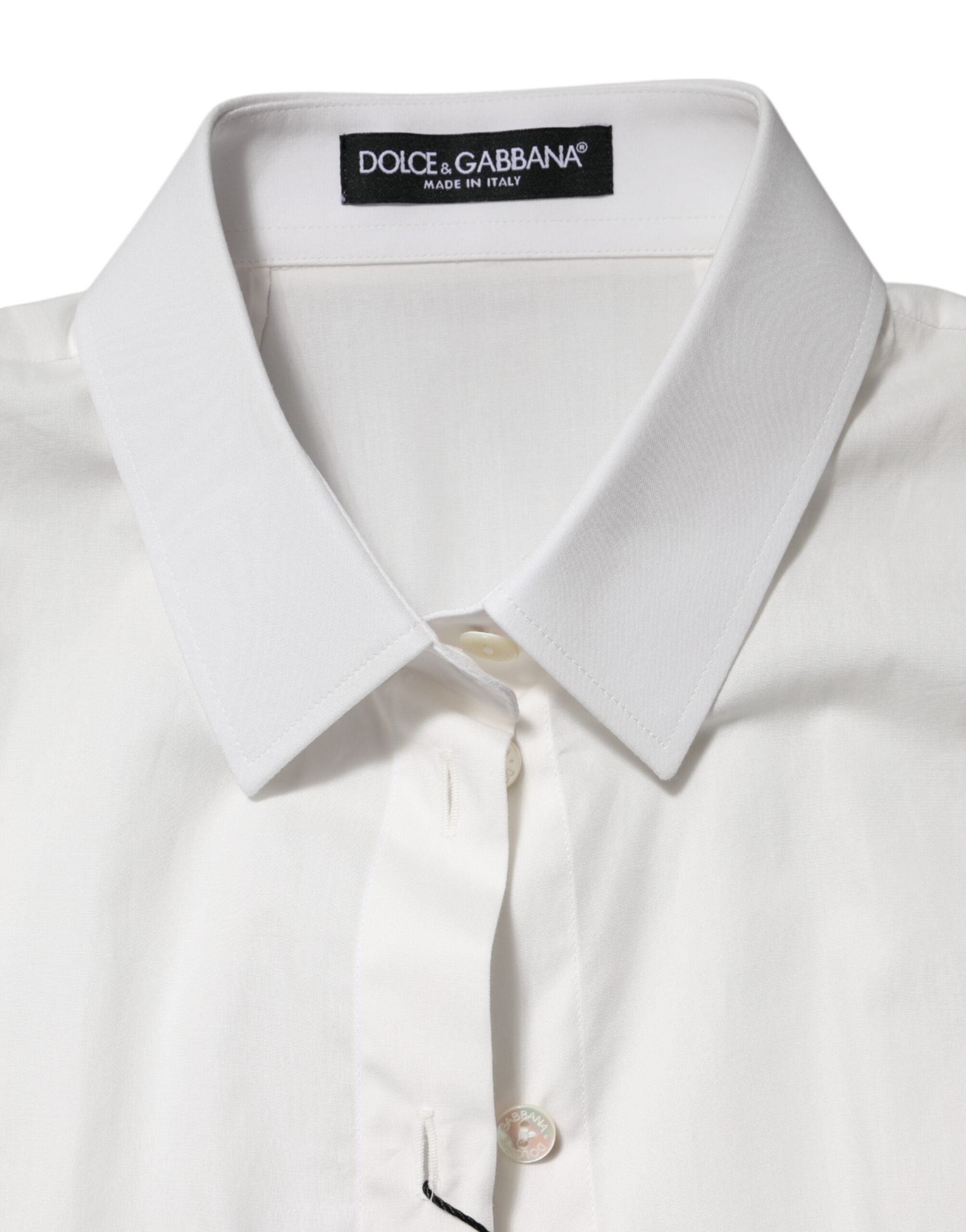 White Cotton Short Sleeves Collared Top Shirt - ventzia