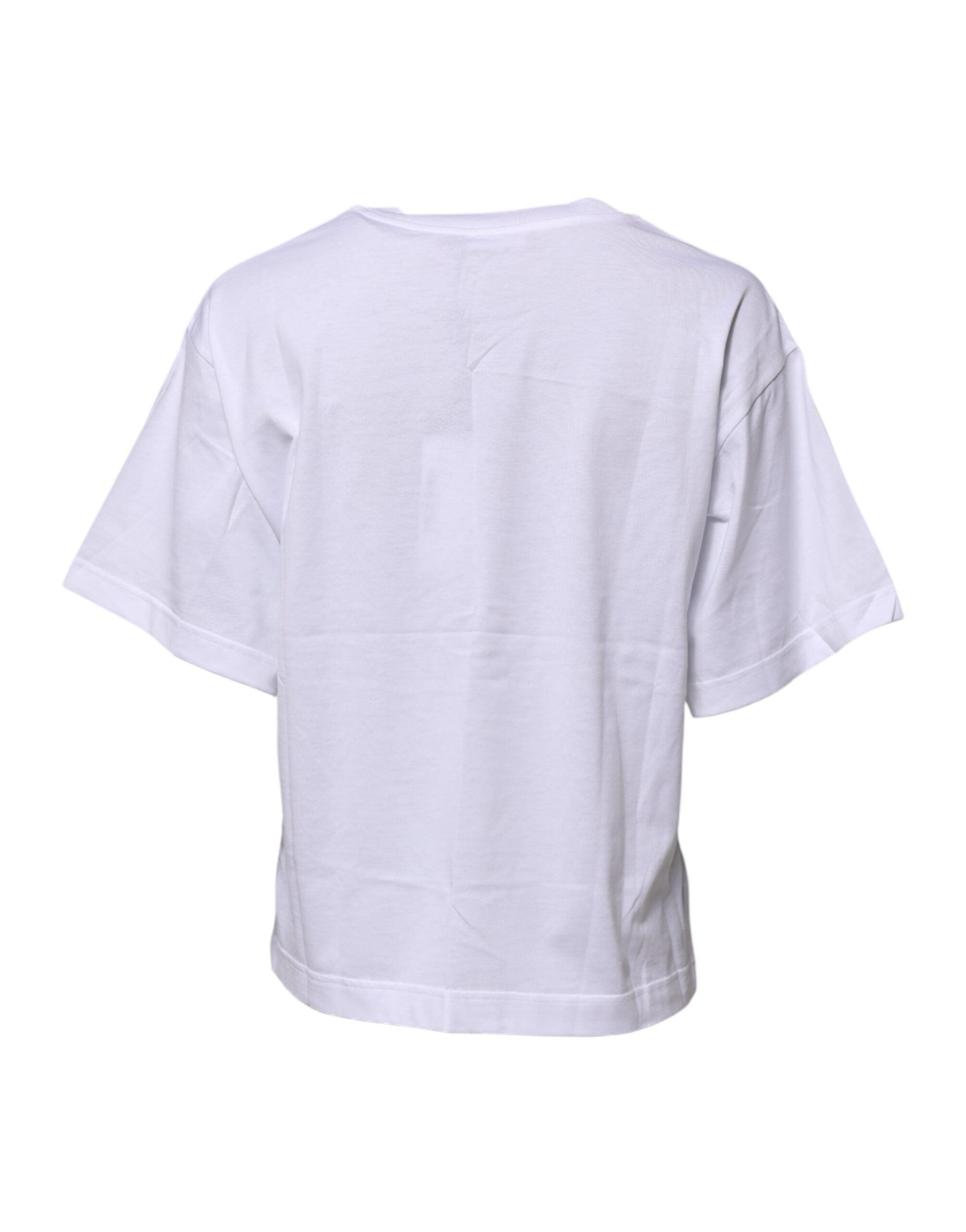 White Cotton Graphic Print Crew Neck T-shirt - ventzia