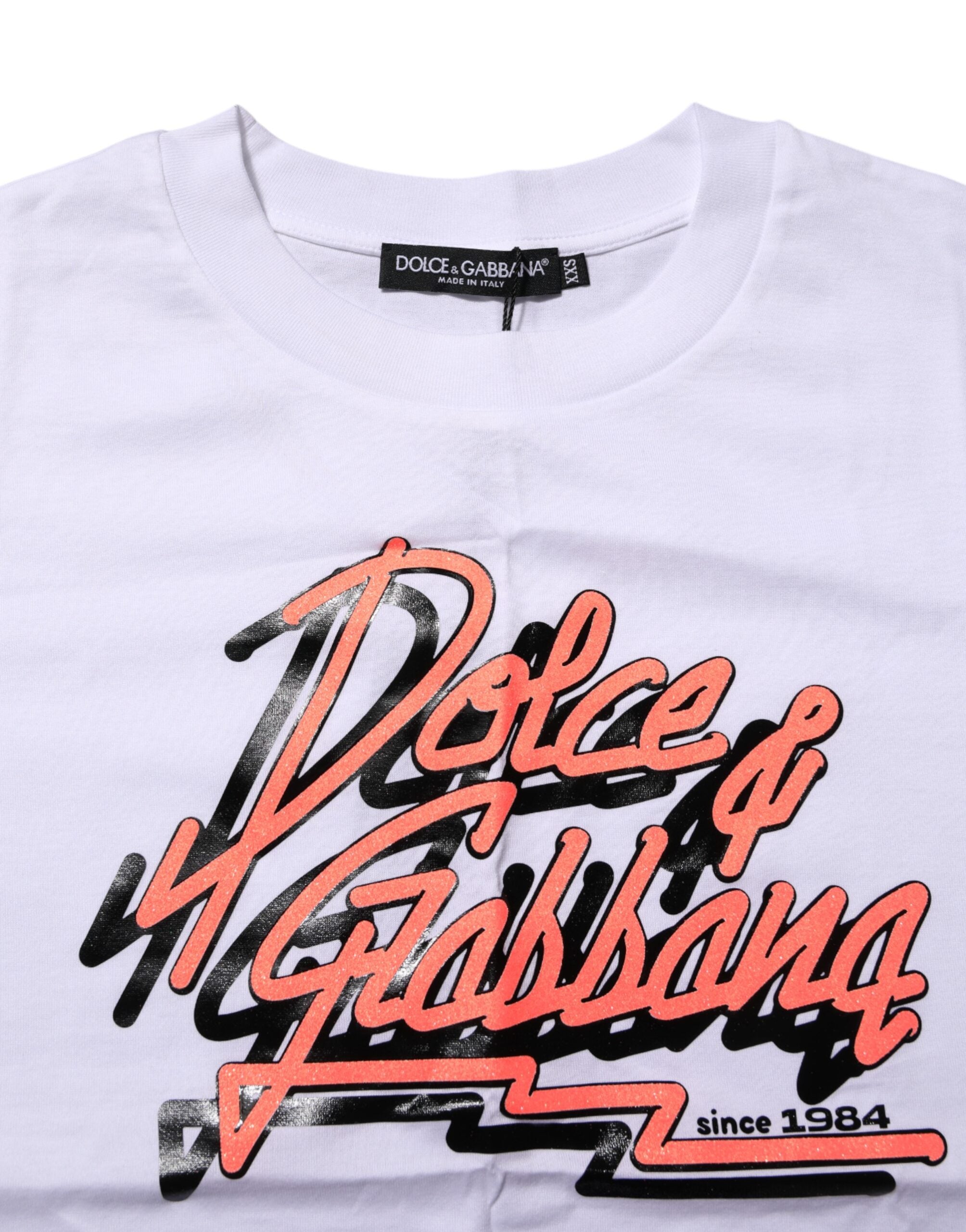 White Cotton Graphic Print Crew Neck T-shirt - ventzia