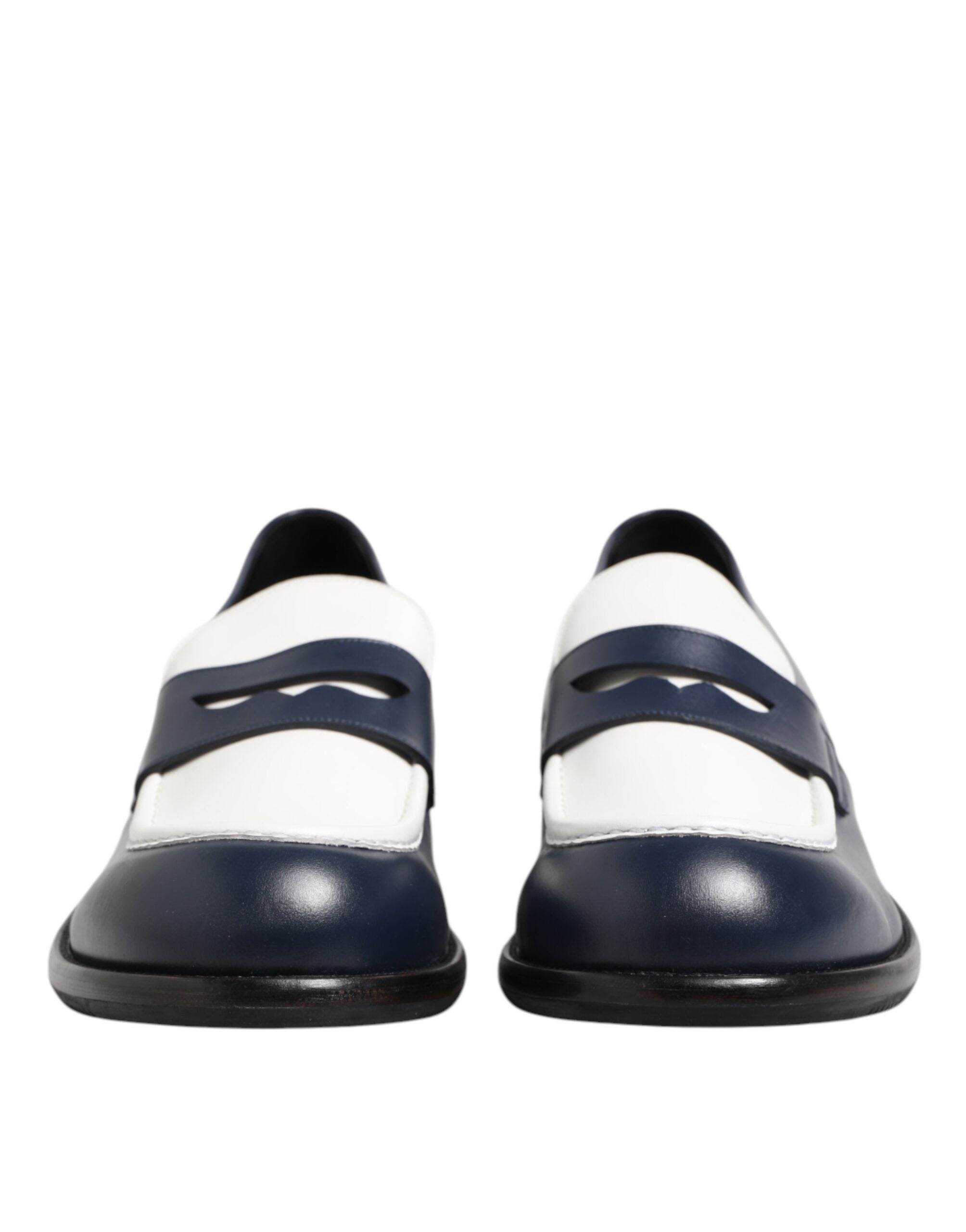 Black White Leather Slip On Loafers Men Dress Shoes - ventzia