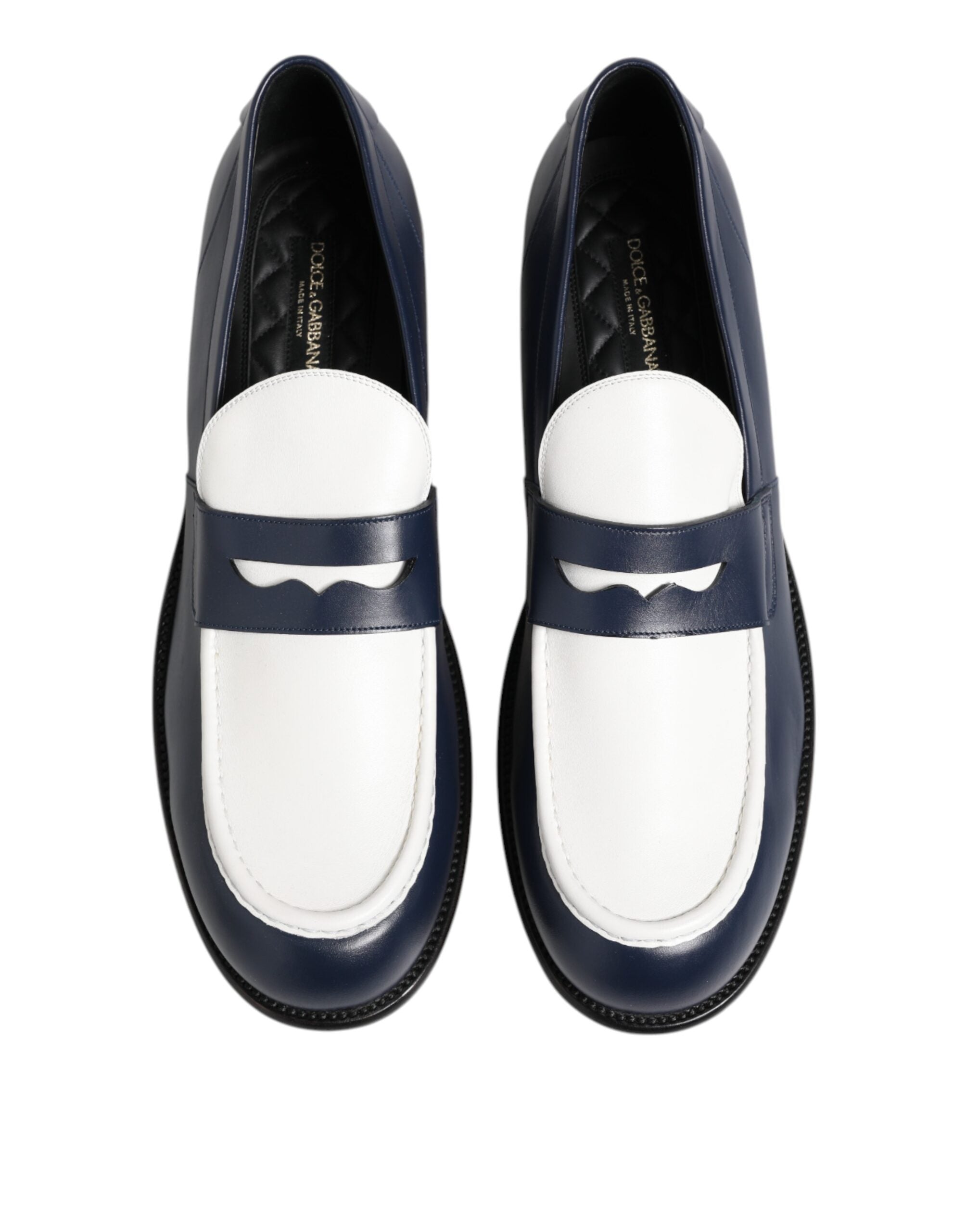 Black White Leather Slip On Loafers Men Dress Shoes - ventzia