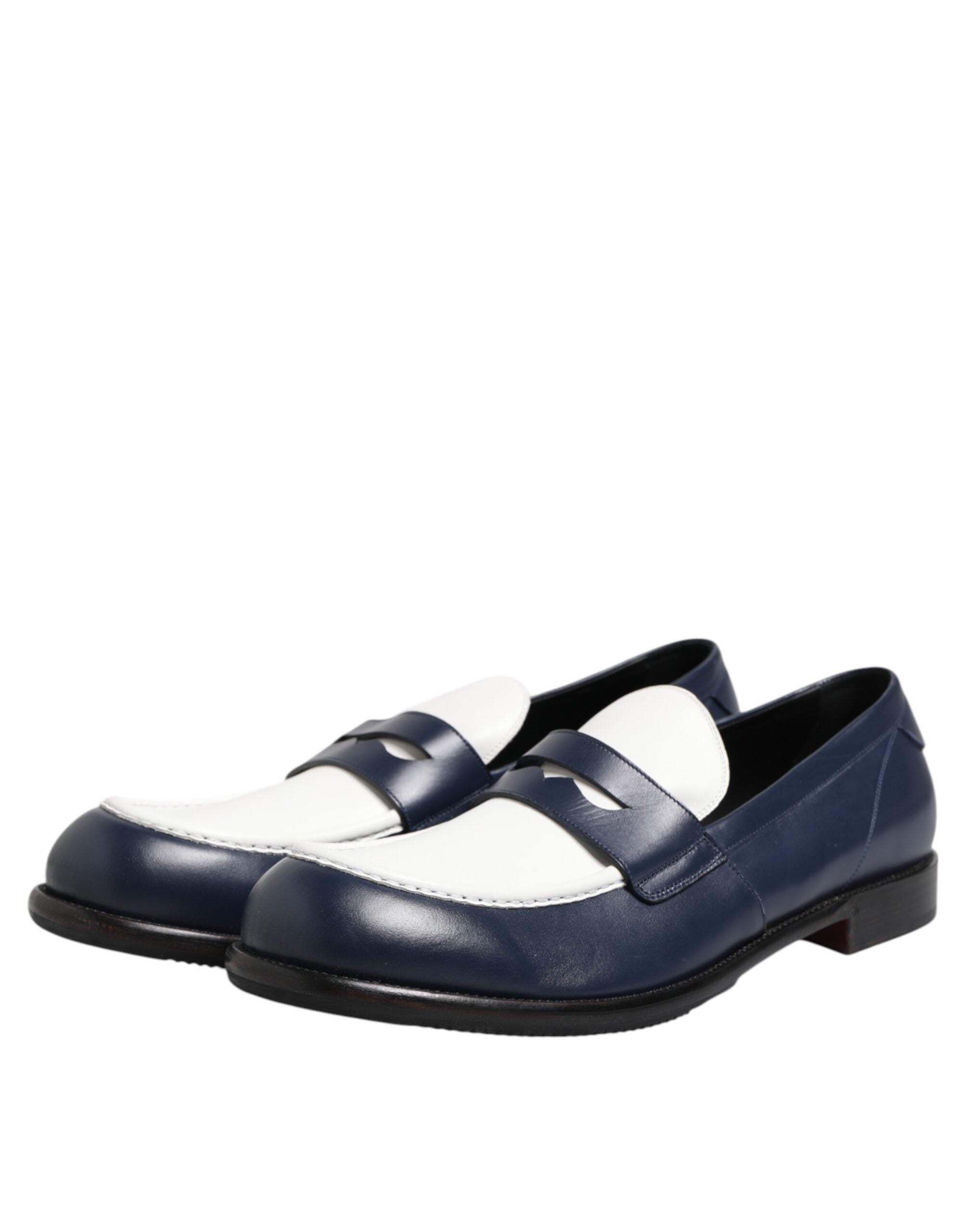 Black White Leather Slip On Loafers Men Dress Shoes - ventzia
