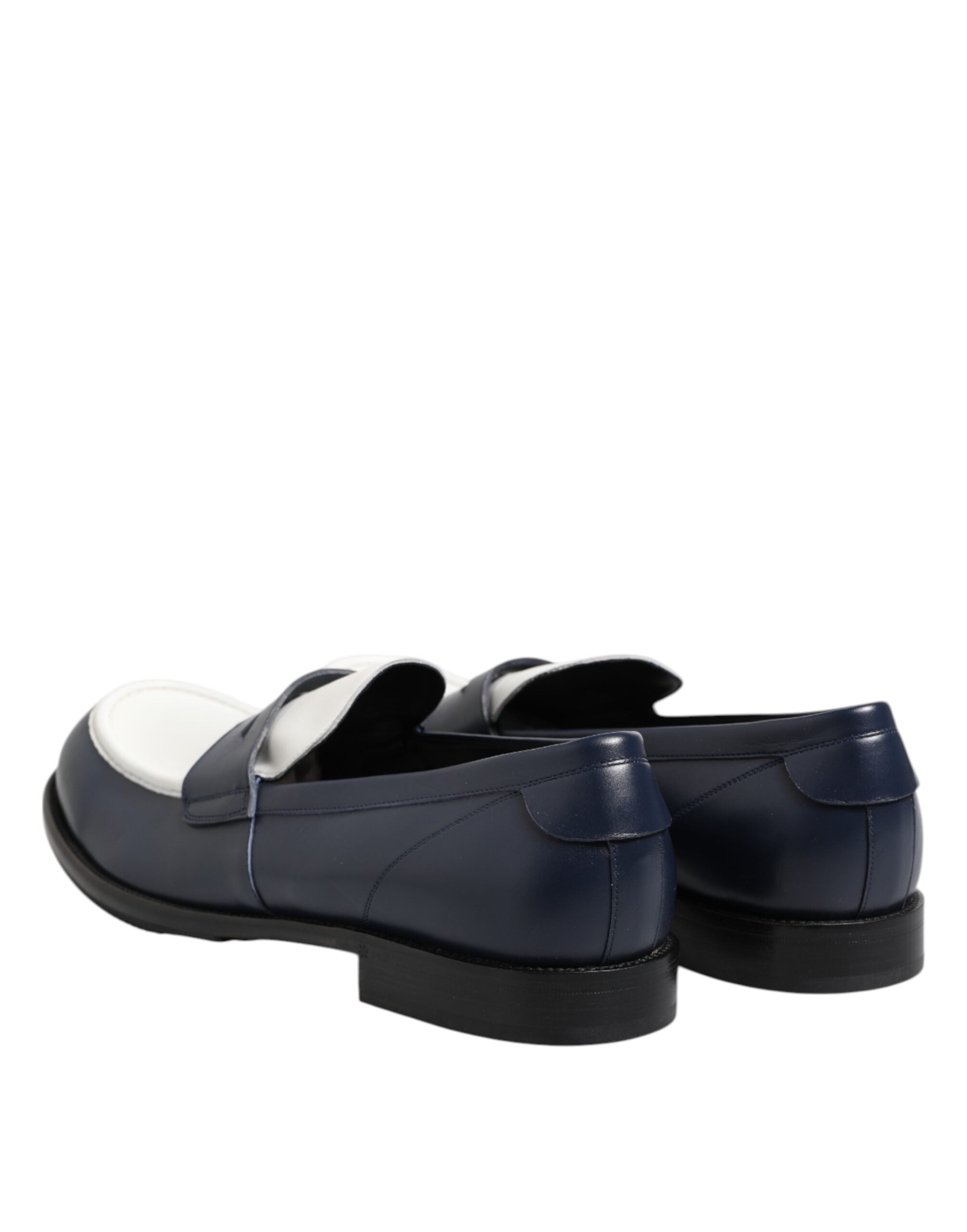 Black White Leather Slip On Loafers Men Dress Shoes - ventzia