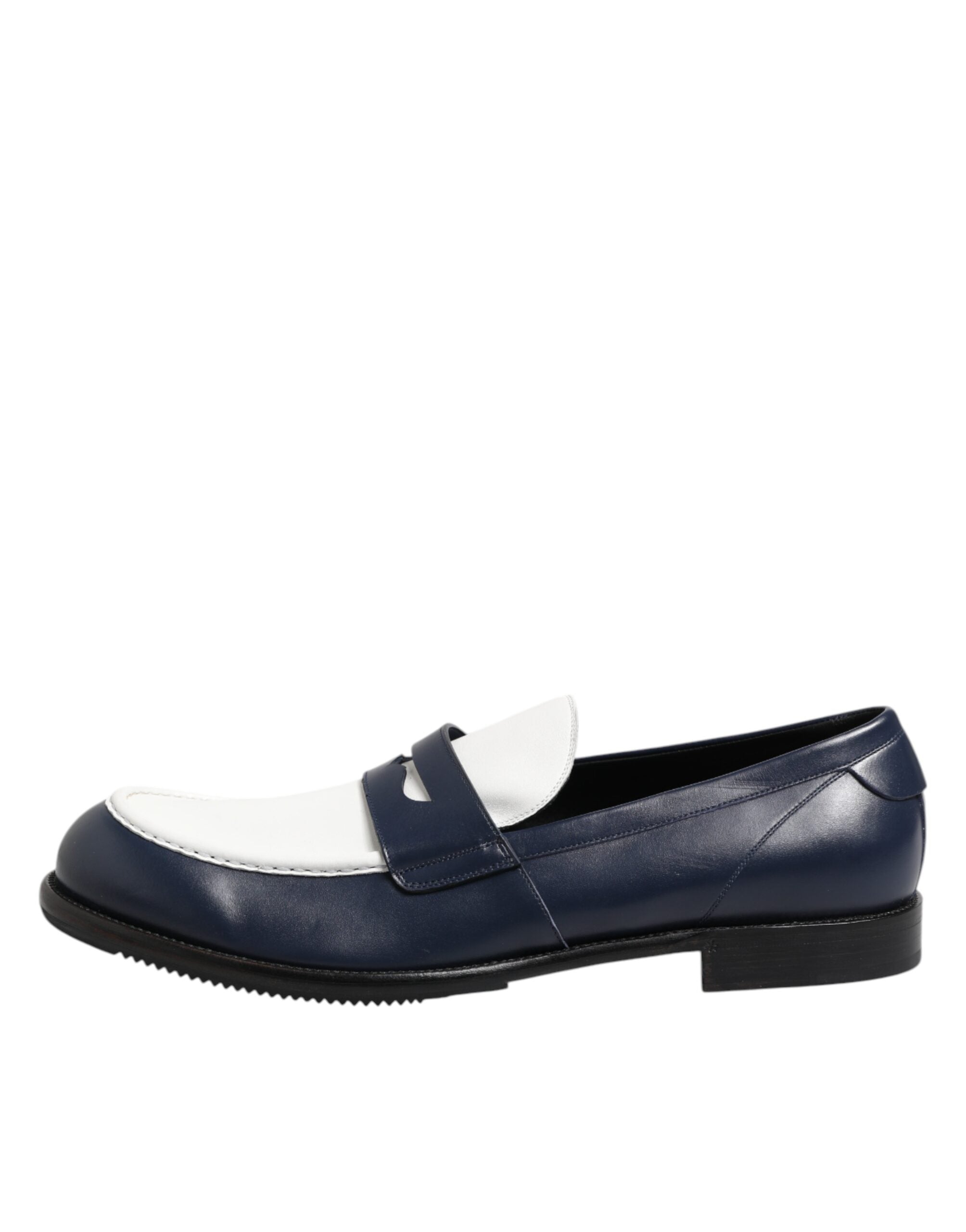 Black White Leather Slip On Loafers Men Dress Shoes - ventzia