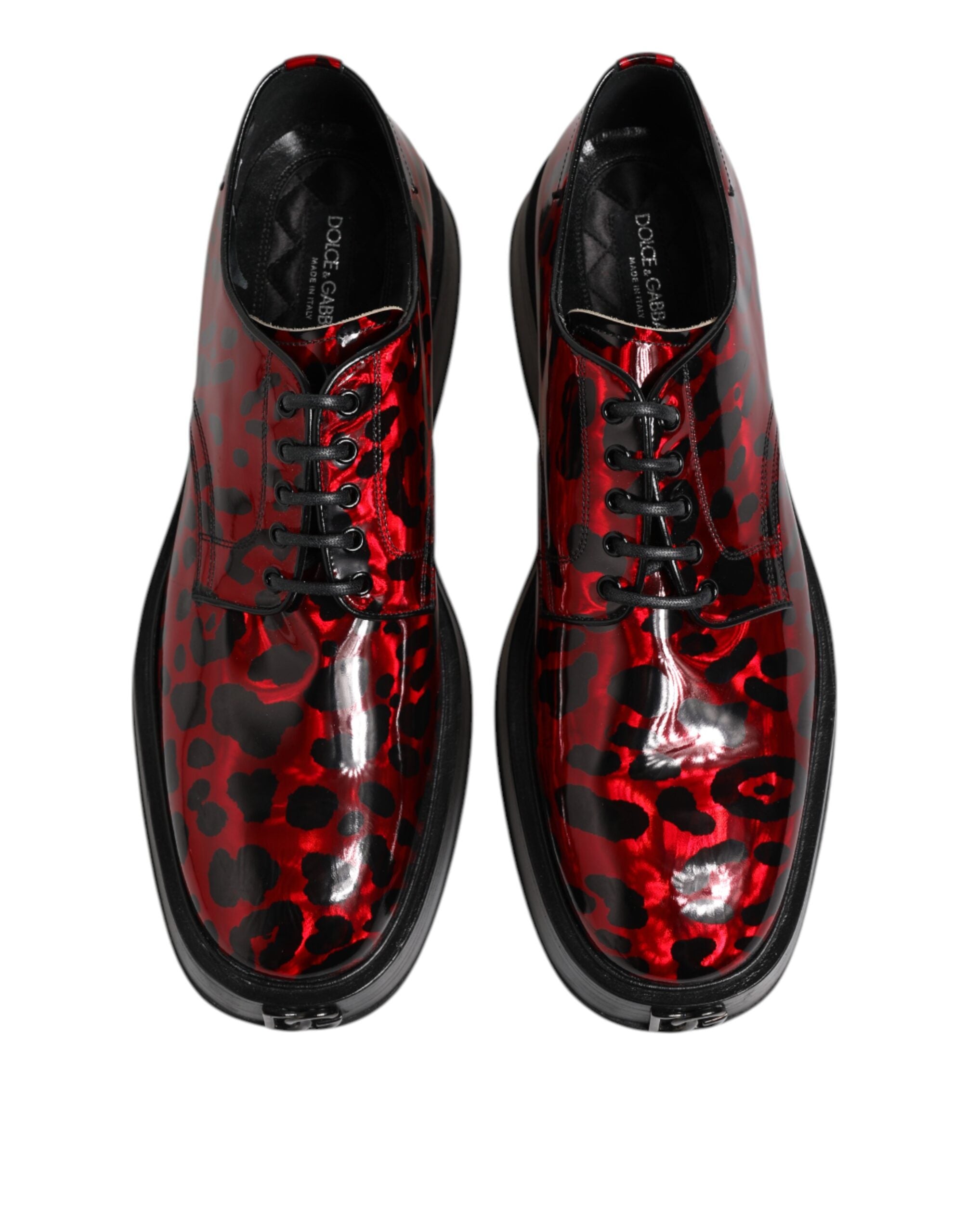 Red Leopard Derby Formal Men Dress Shoes - ventzia