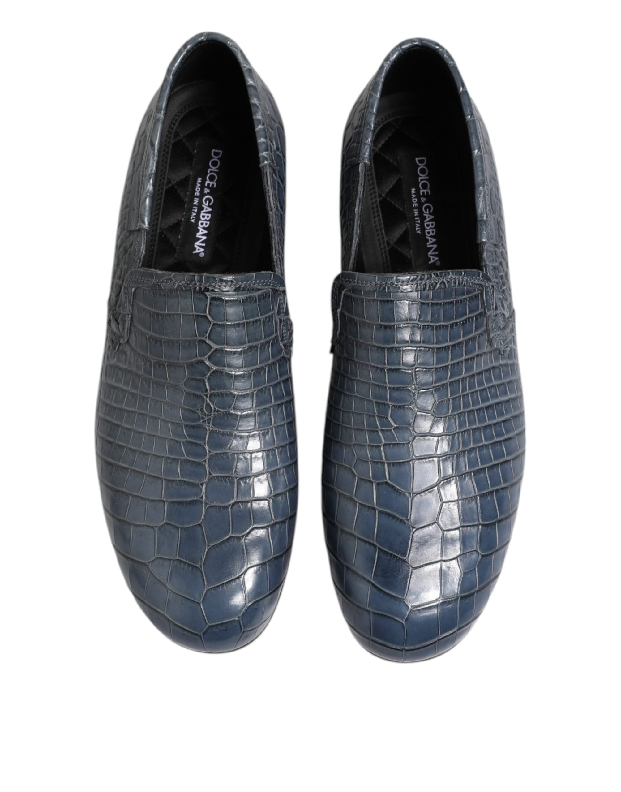 Blue Exotic Leather Slip On Loafers Men Dress Shoes - ventzia