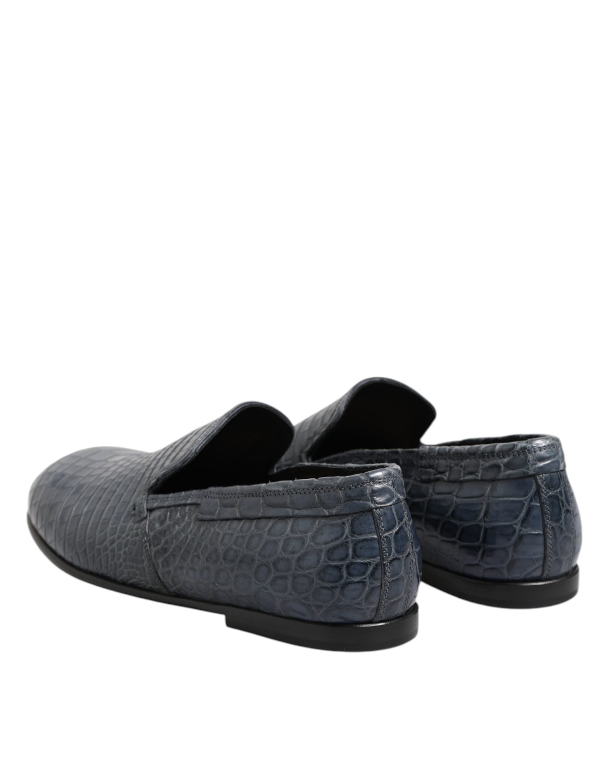 Blue Exotic Leather Slip On Loafers Men Dress Shoes - ventzia