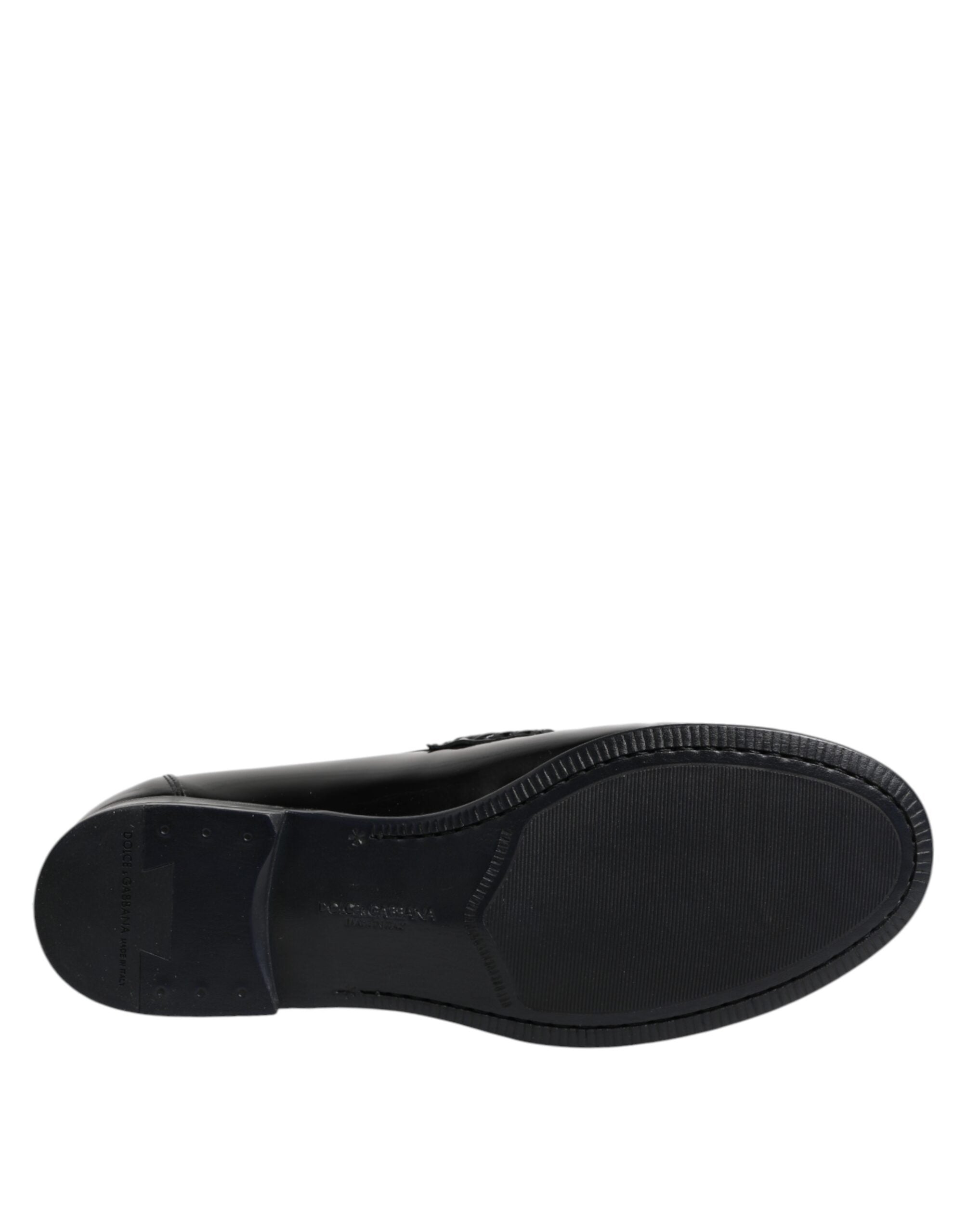 Black Leather Slip On Loafers Dress Shoes - ventzia