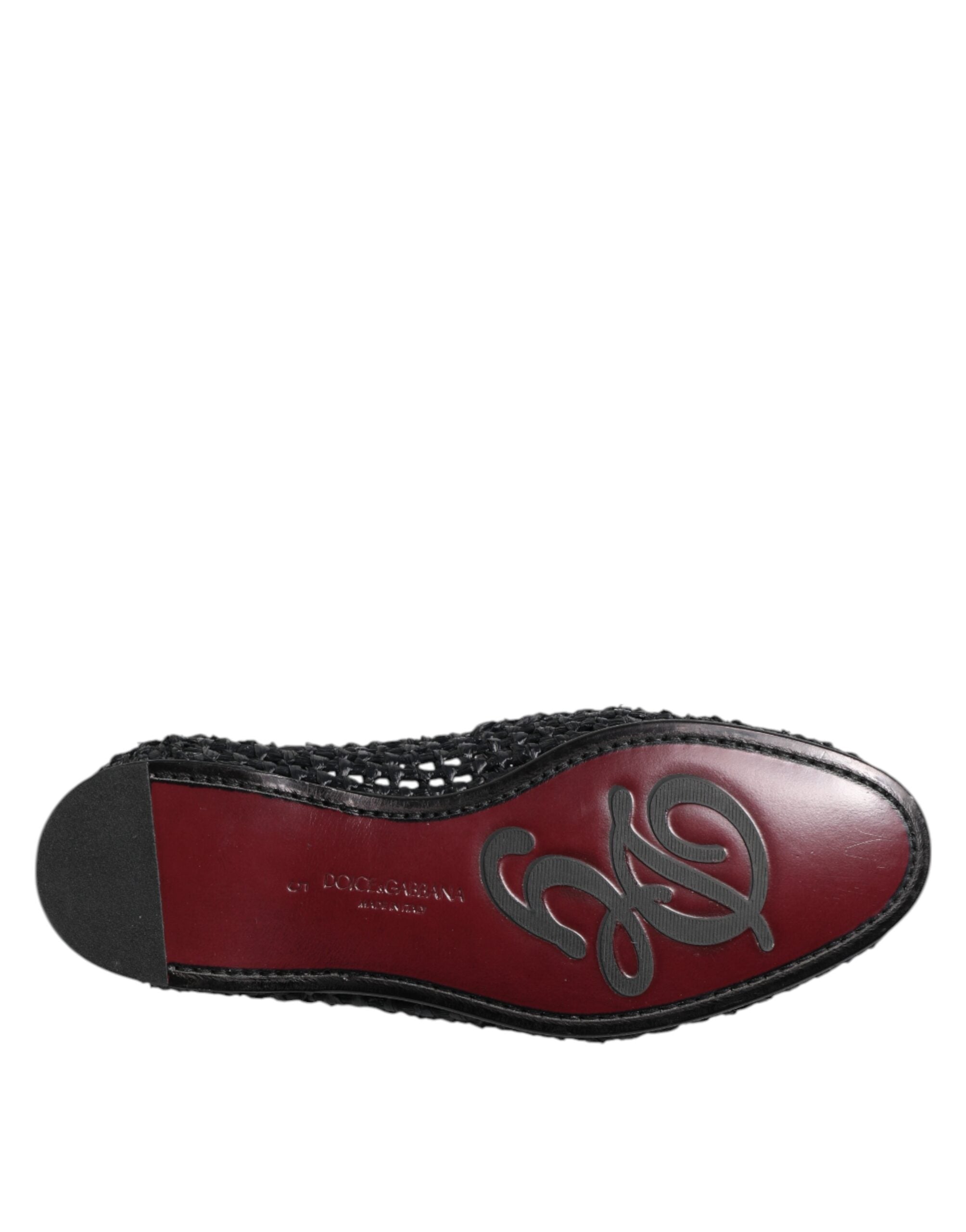 Black Woven Leather Slip On Loafers Men Shoes - ventzia