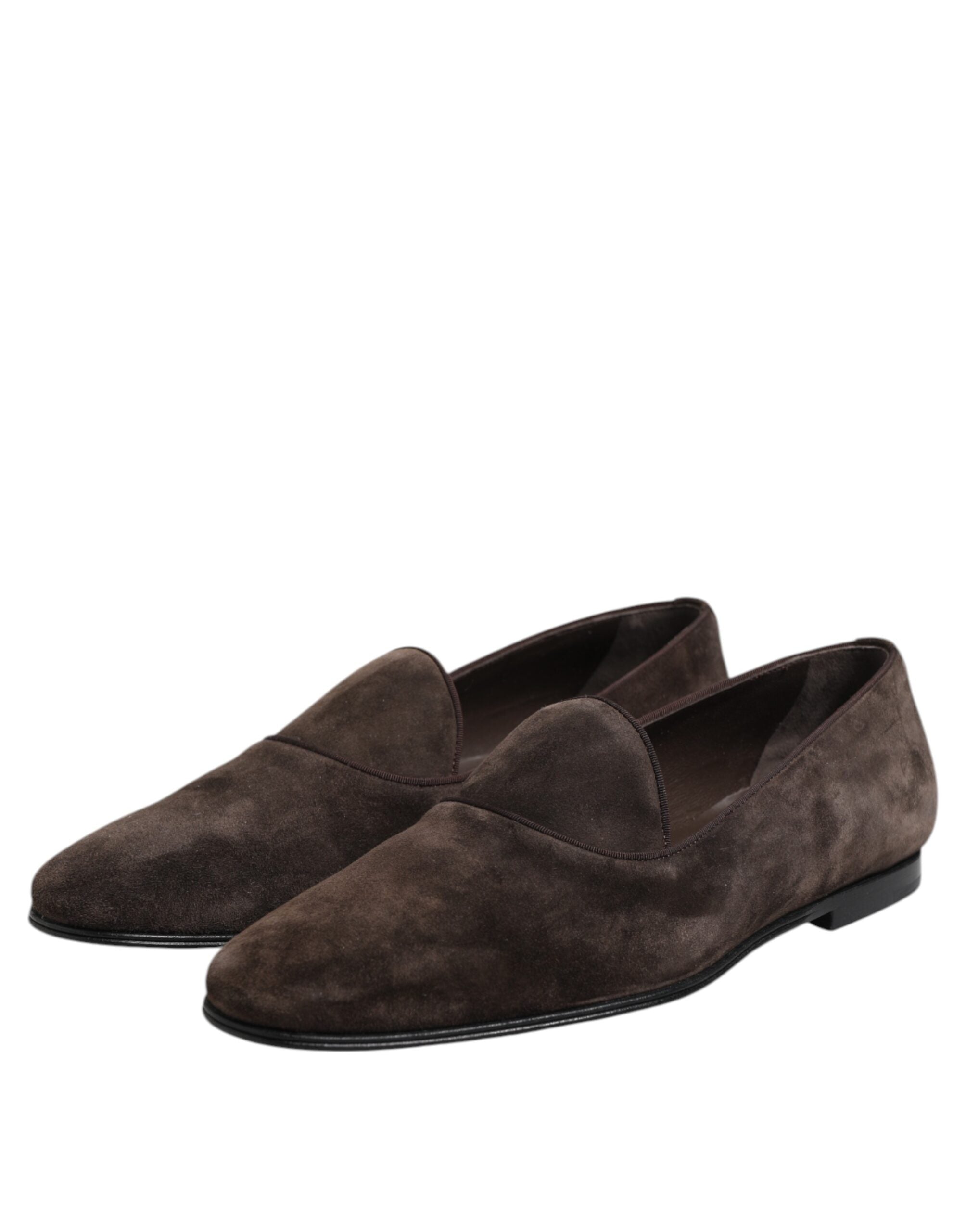 Brown Velvet Leather Slip On Loafers Shoes - ventzia