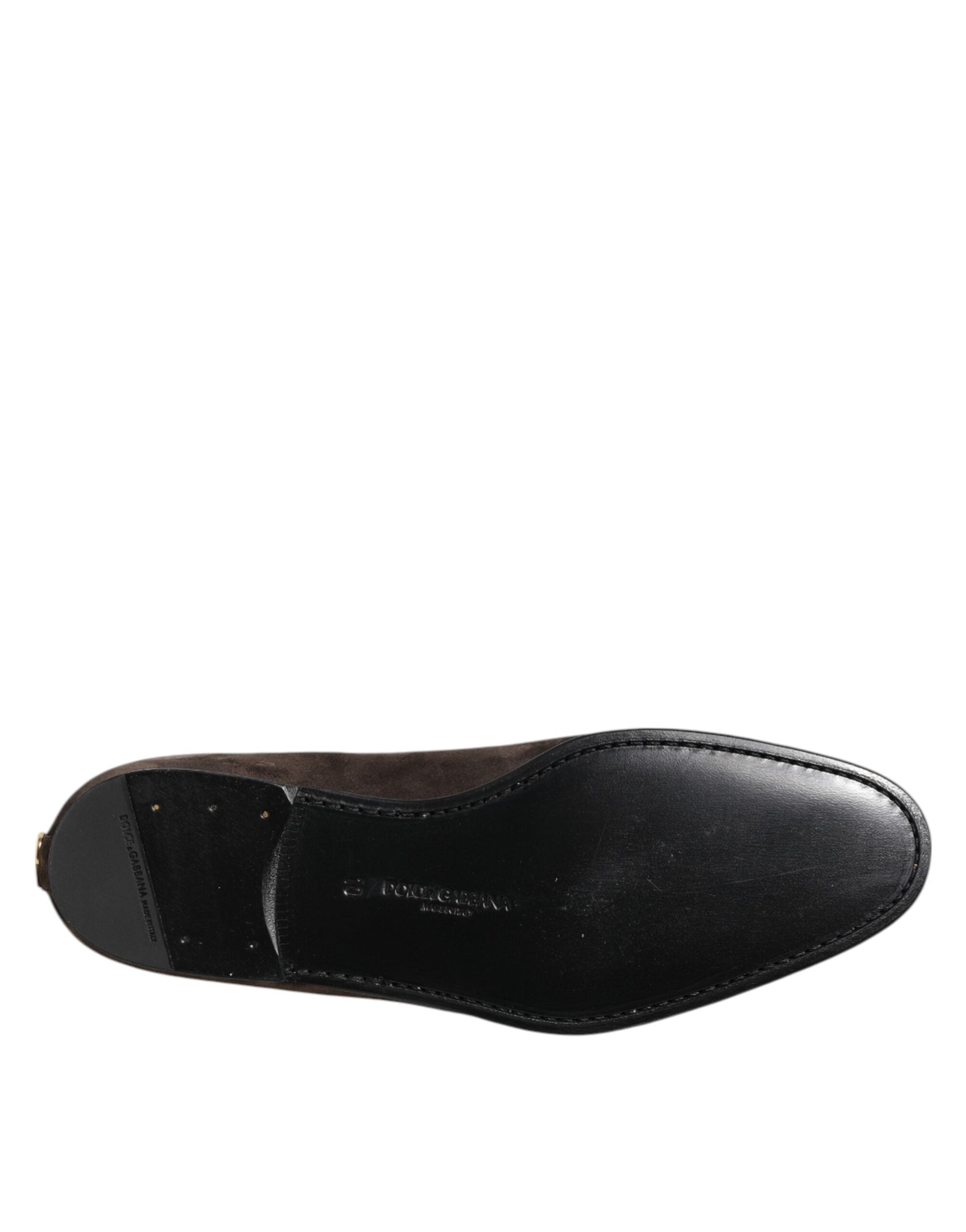 Brown Velvet Leather Slip On Loafers Shoes - ventzia