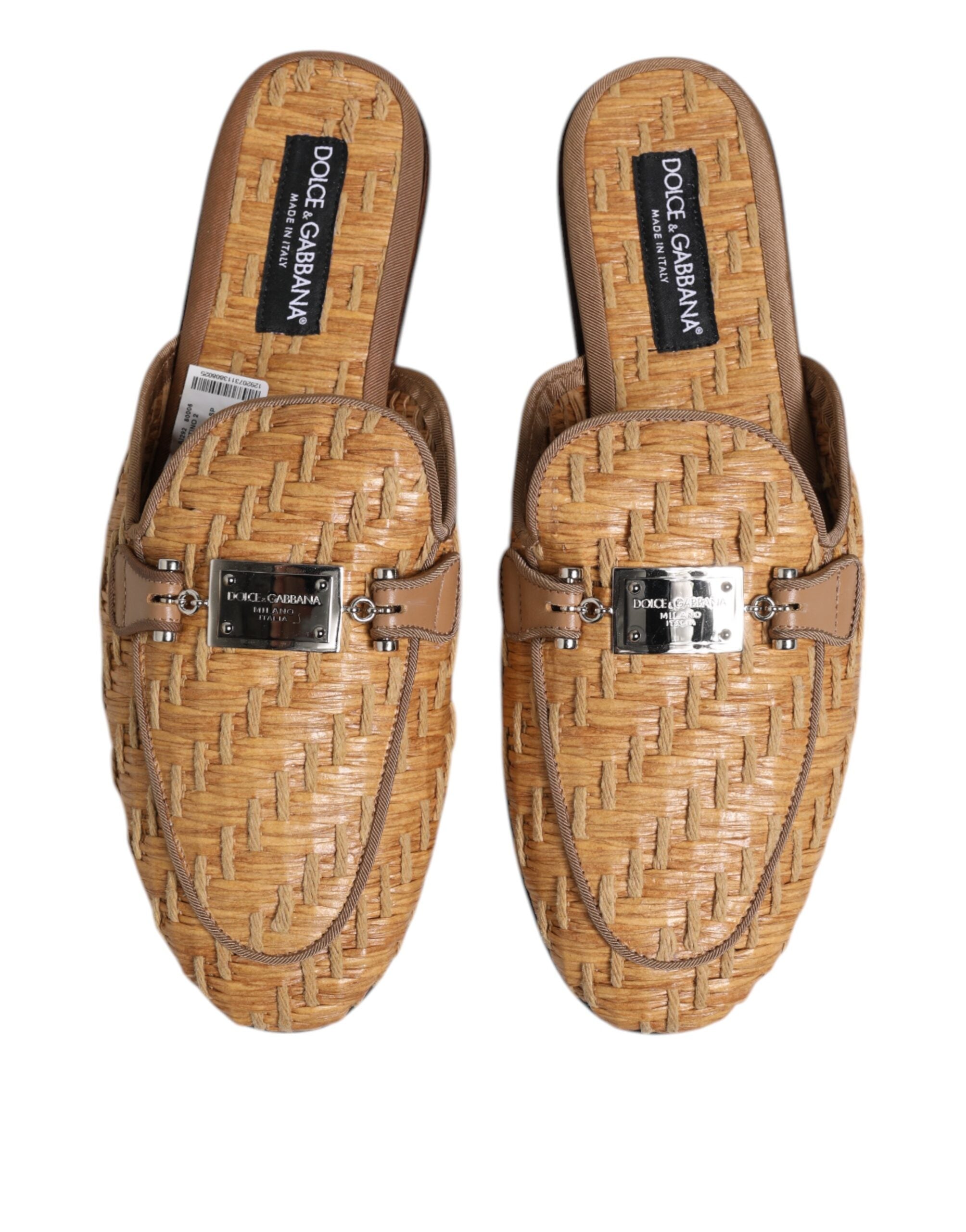 Beige Rattan Flat Mule Men Sandals Shoes - ventzia