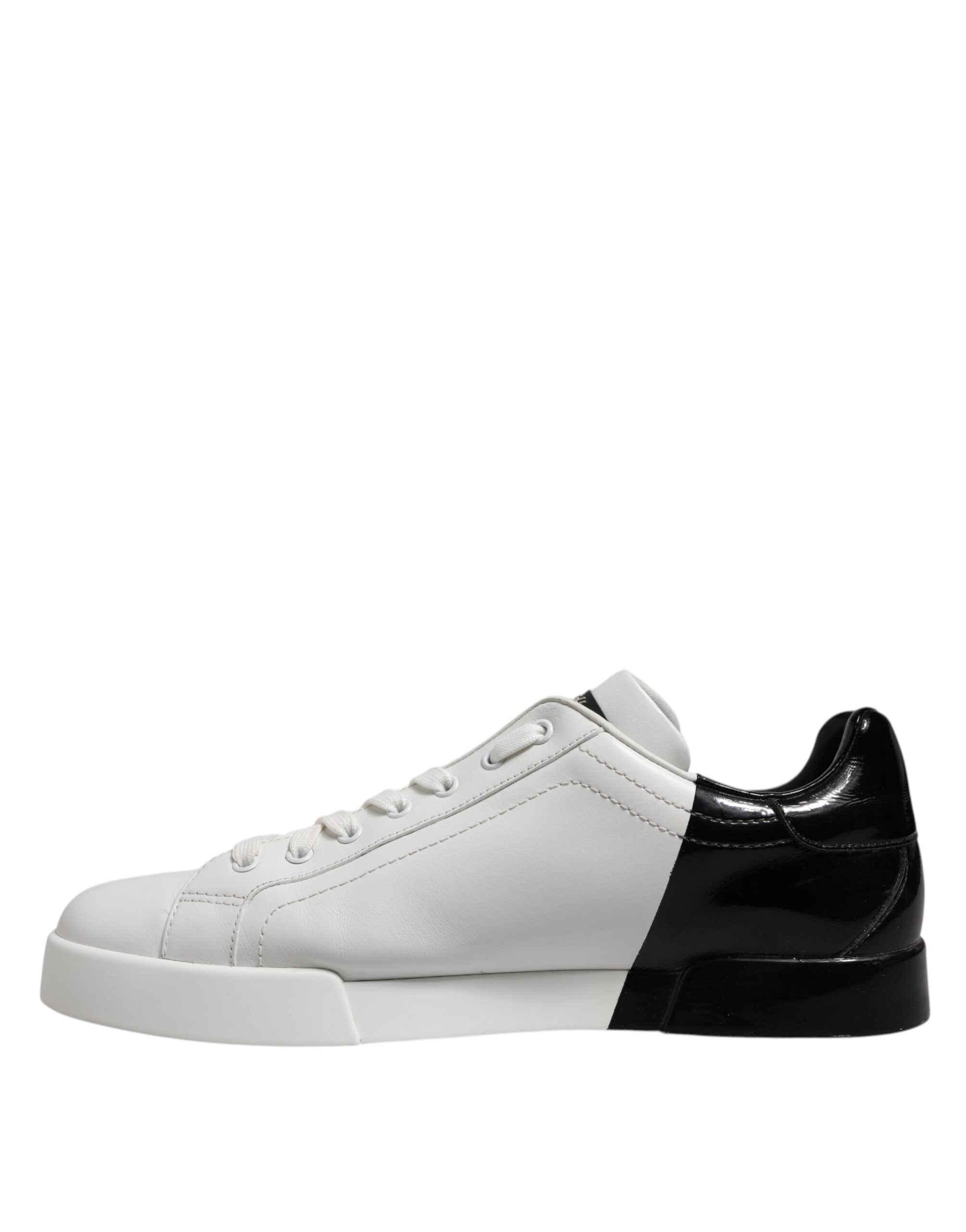 White Black Logo Low Top Leather Sneakers Shoes - ventzia