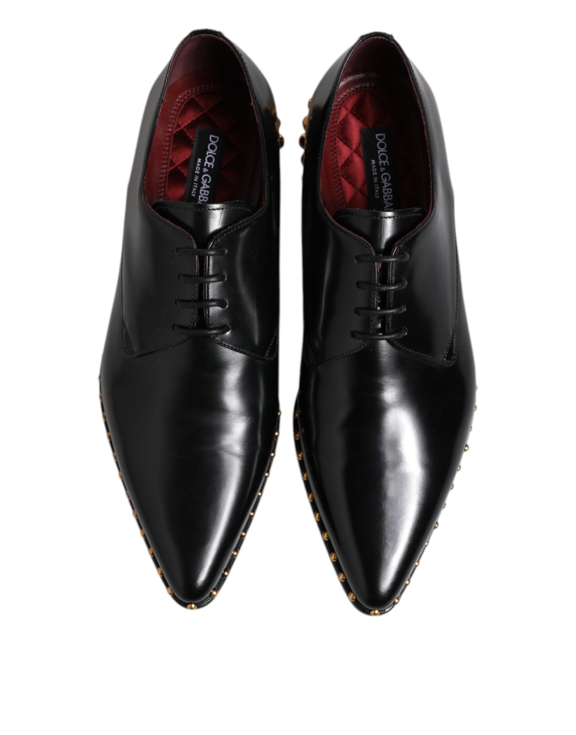 Black Leather Studded Derby Men Dress Shoes - ventzia