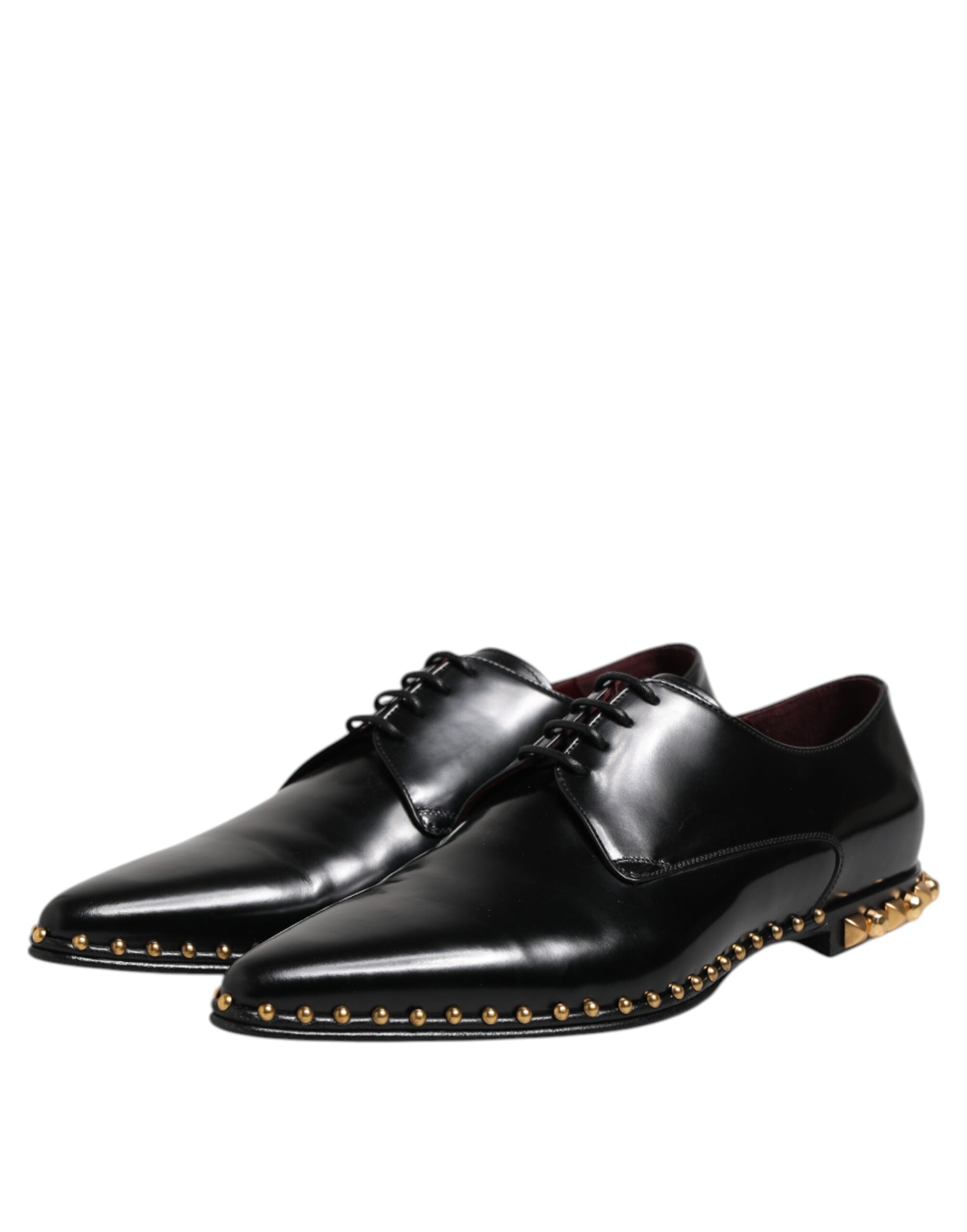 Black Leather Studded Derby Men Dress Shoes - ventzia