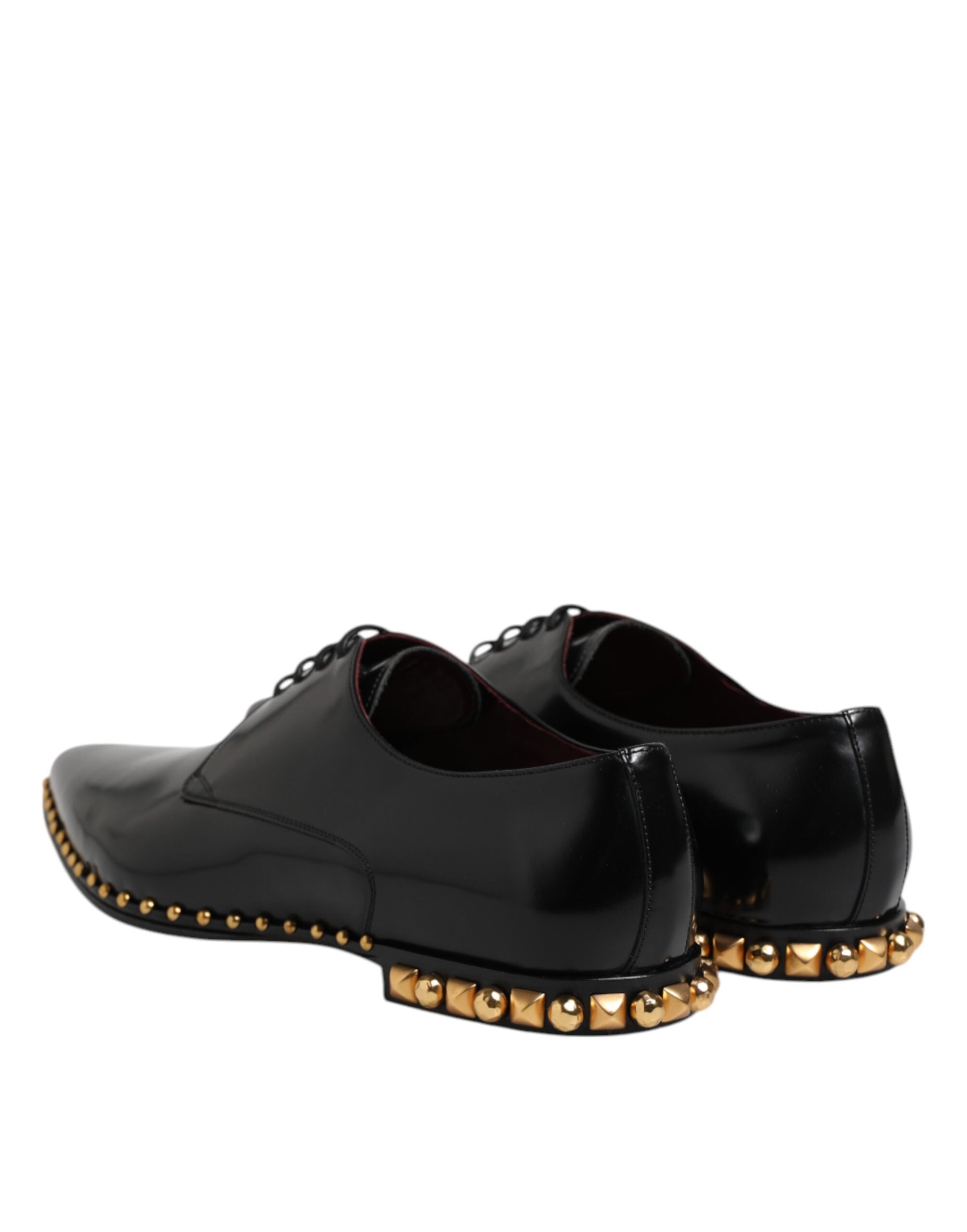 Black Leather Studded Derby Men Dress Shoes - ventzia