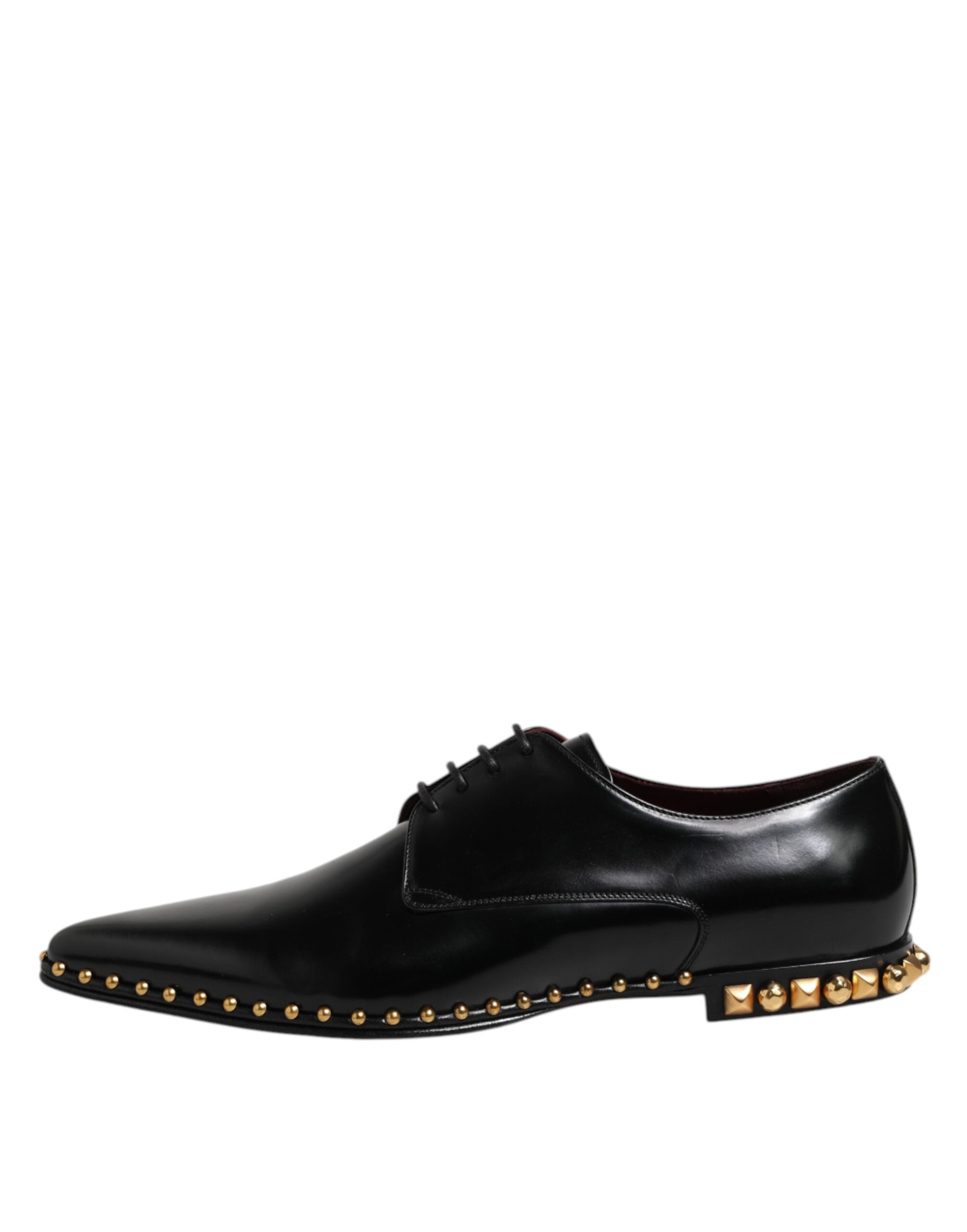 Black Leather Studded Derby Men Dress Shoes - ventzia