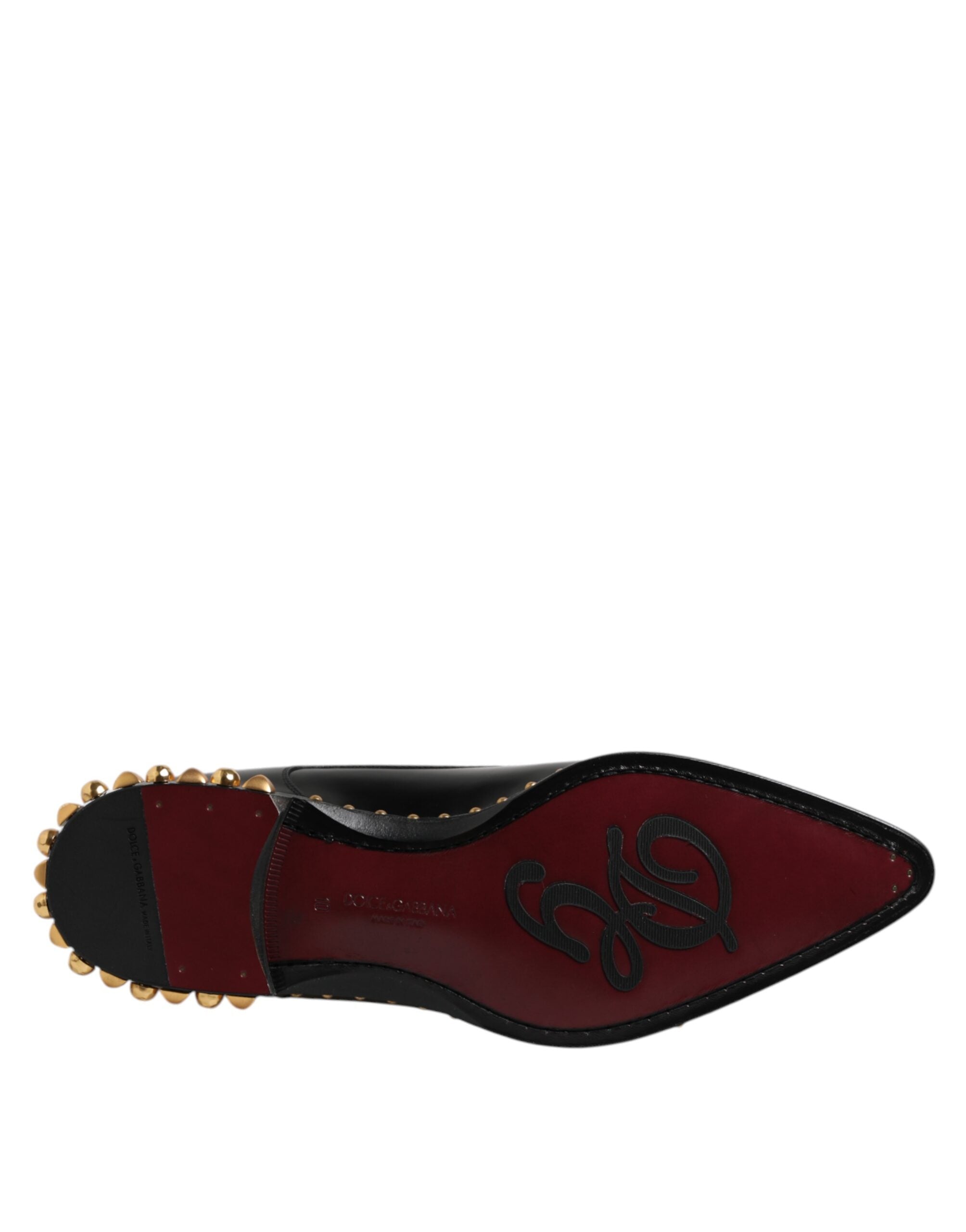 Black Leather Studded Derby Men Dress Shoes - ventzia