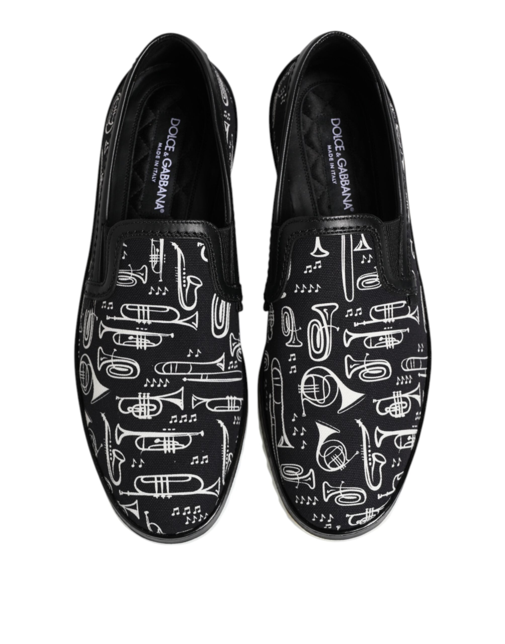 Black Slip On Printed Men Loafers Shoes - ventzia
