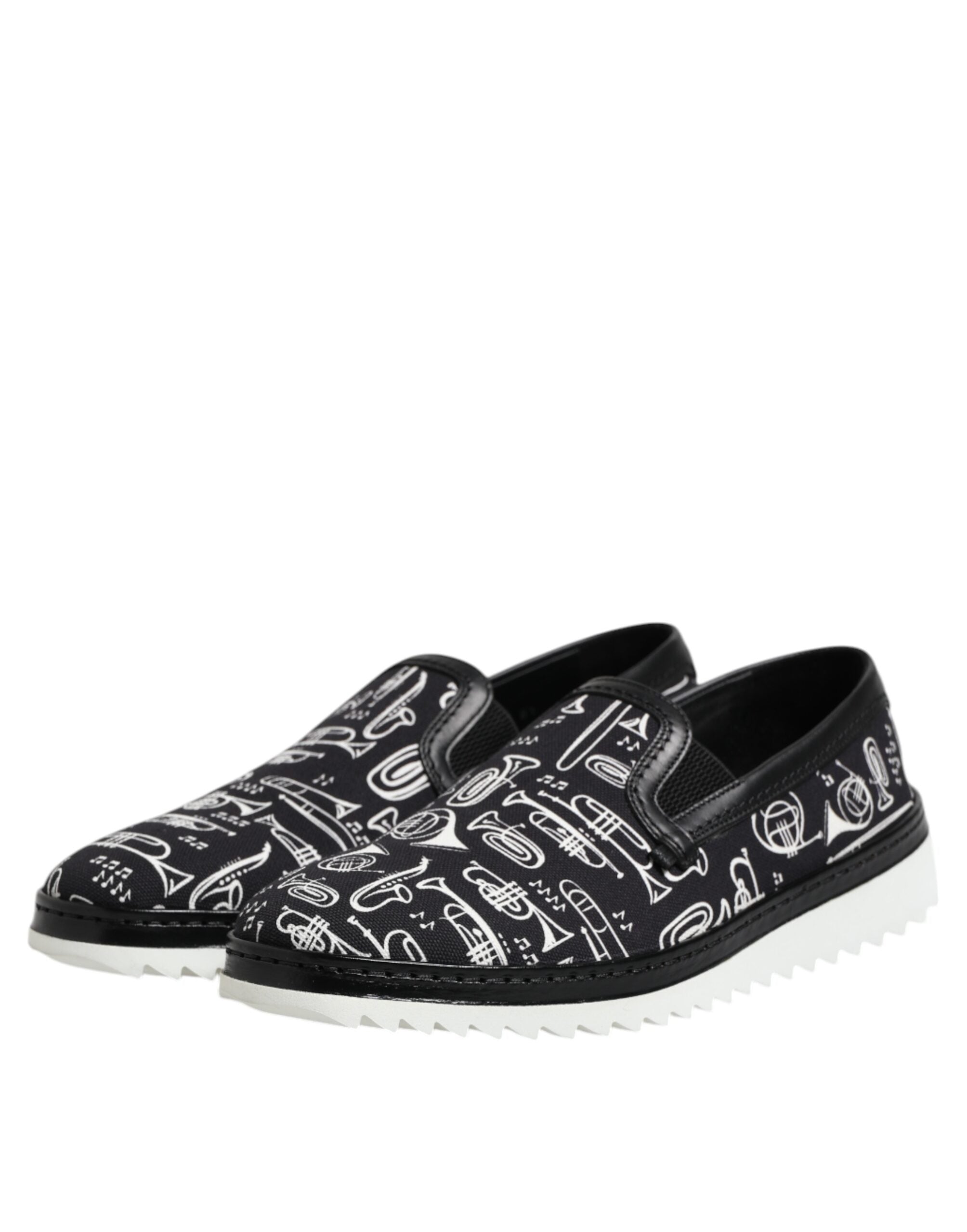 Black Slip On Printed Men Loafers Shoes - ventzia