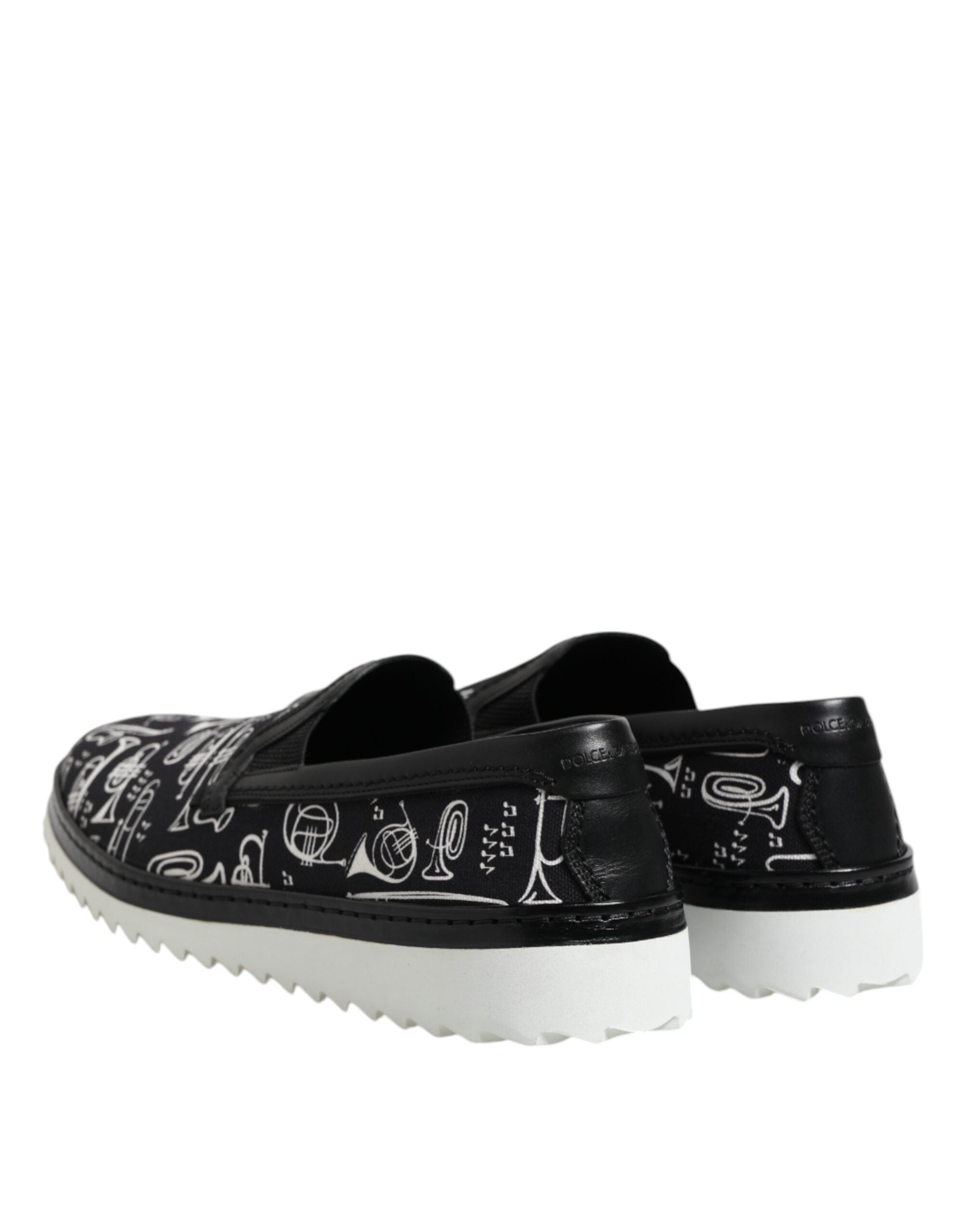 Black Slip On Printed Men Loafers Shoes - ventzia