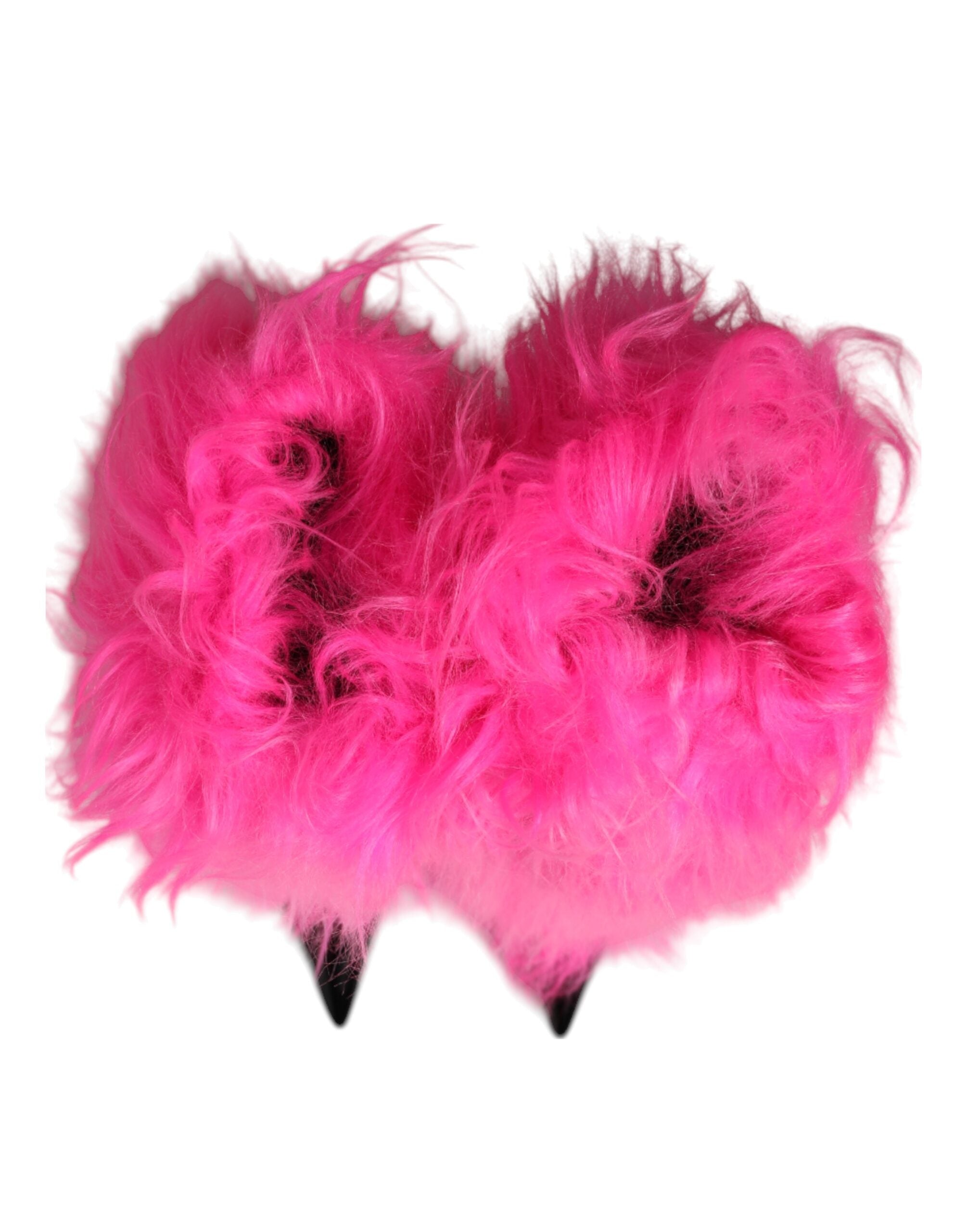 Pink Faux Fur Leather High Heels Boots Shoes - ventzia
