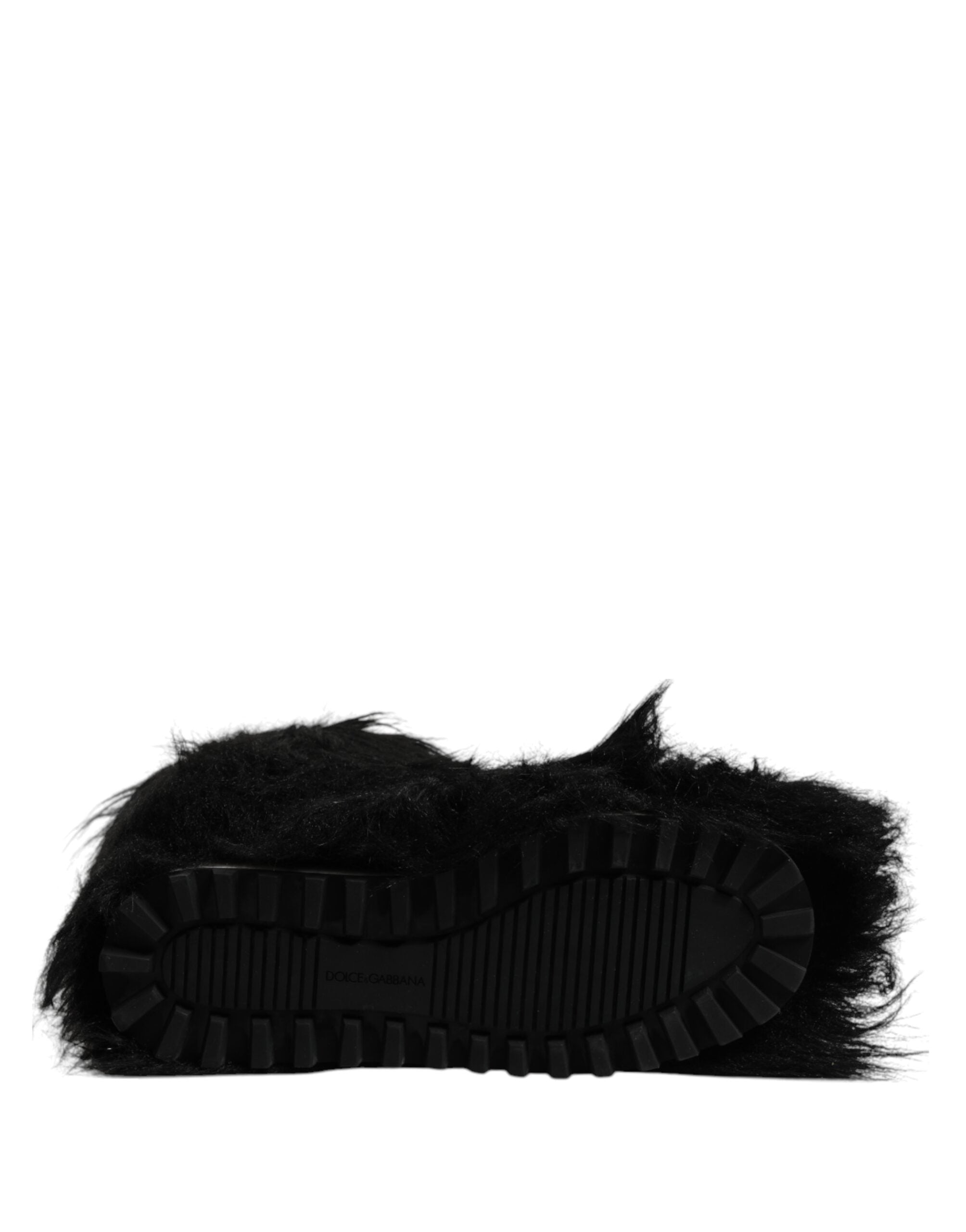 Black Faux Fur Mid Calf Boots Shoes - ventzia