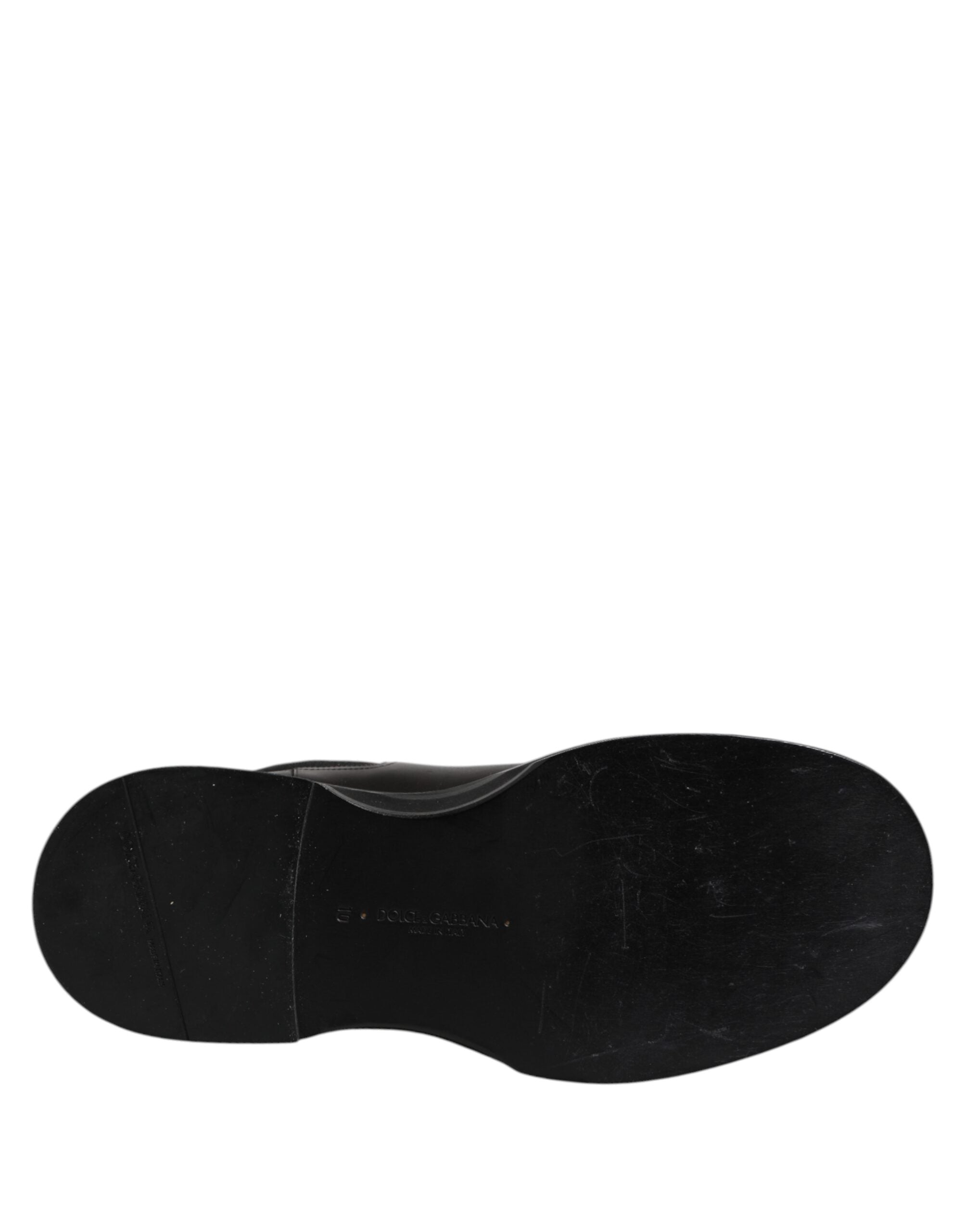 Black Leather Mid Calf Boots Flats Shoes - ventzia