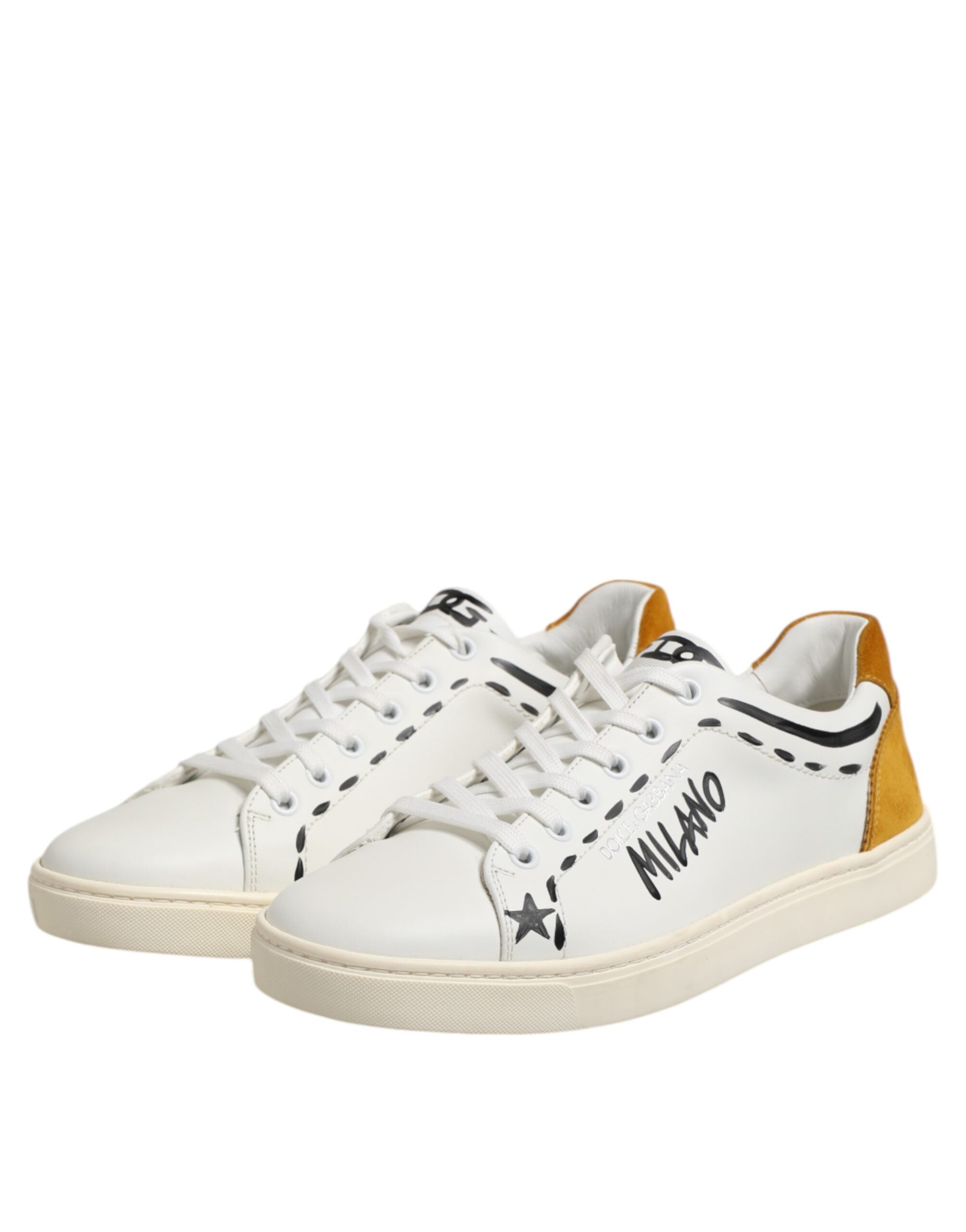White Leather MILANO Low Top Sneakers Shoes - ventzia