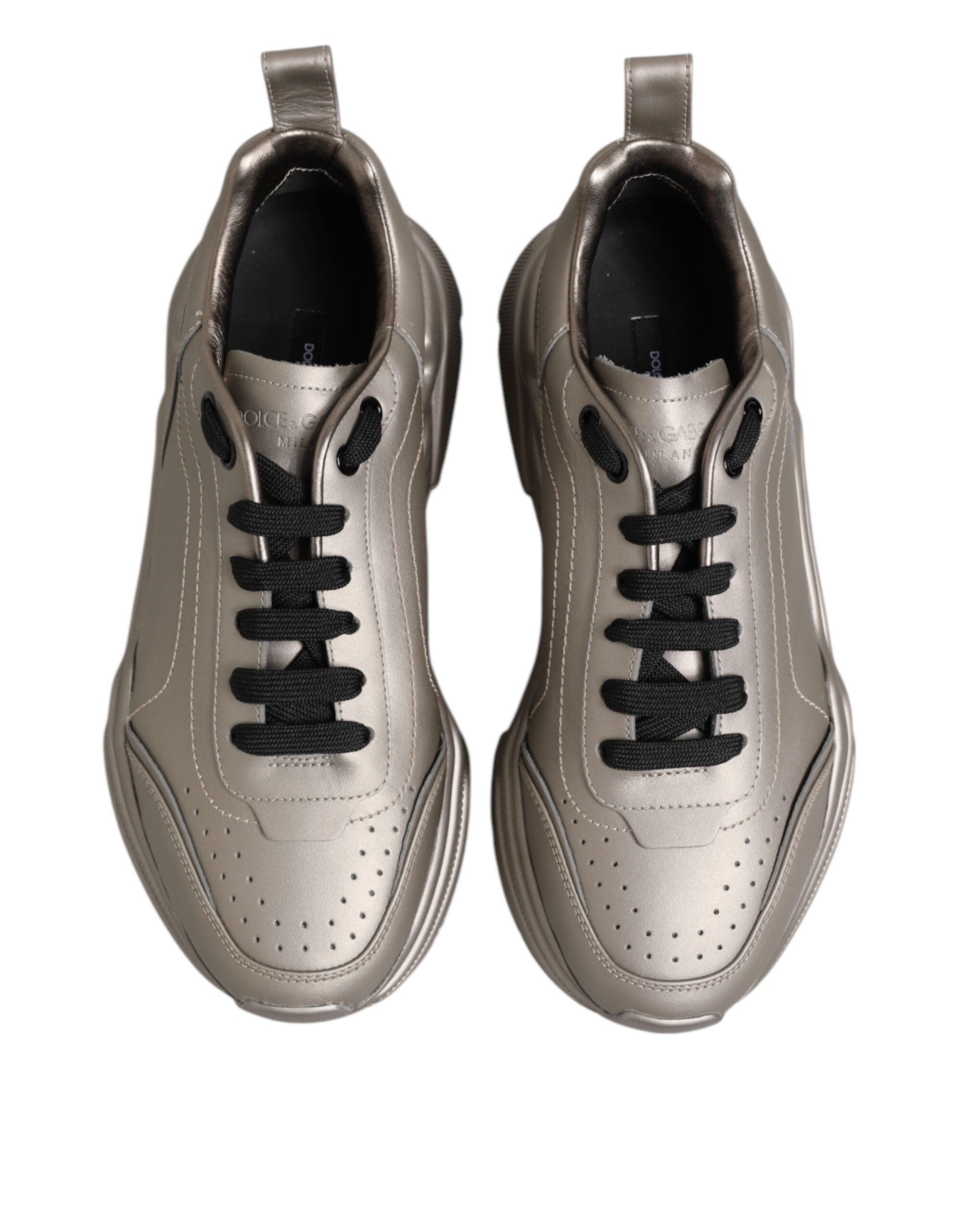 Silver DAYMASTER Leather Men Sneakers Shoes - ventzia
