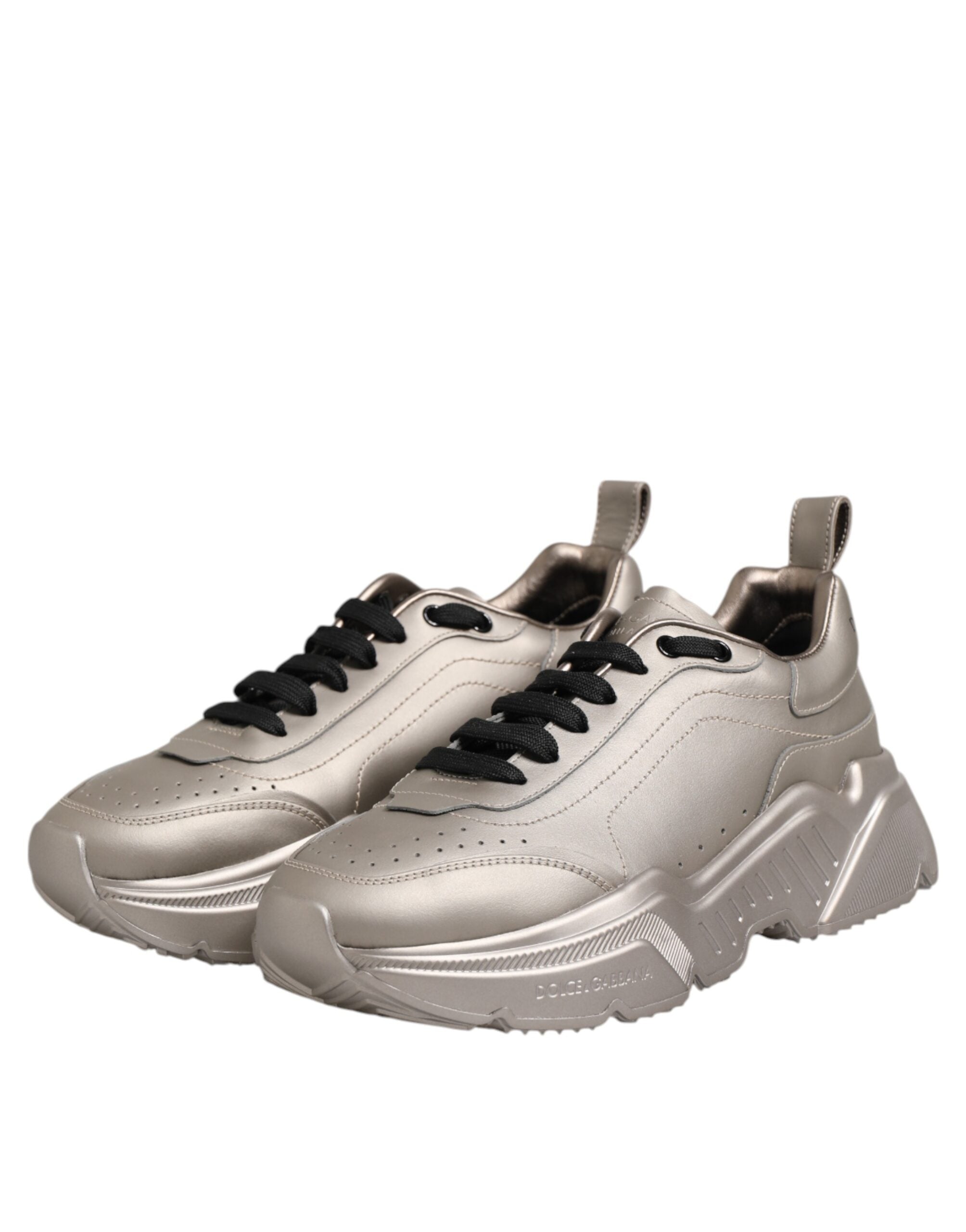 Silver DAYMASTER Leather Men Sneakers Shoes - ventzia
