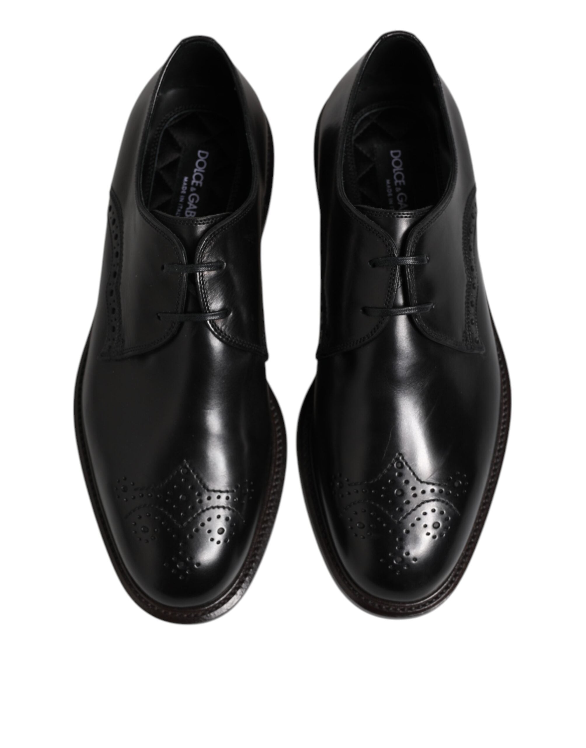 Black Leather Derby Wingtip Formal Shoes - ventzia
