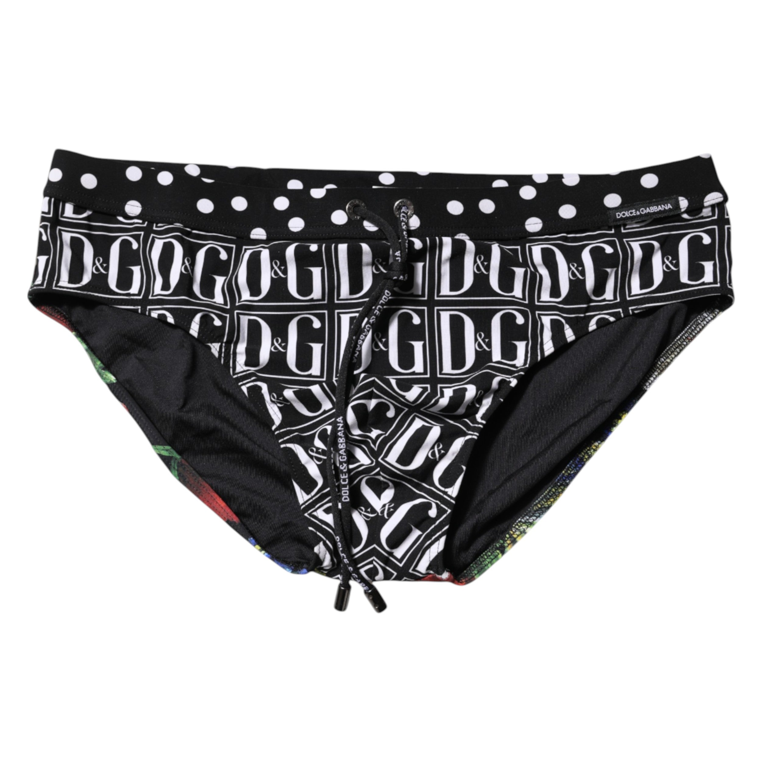 Black Floral Logo Beachwear Men Brief Swimwear - ventzia