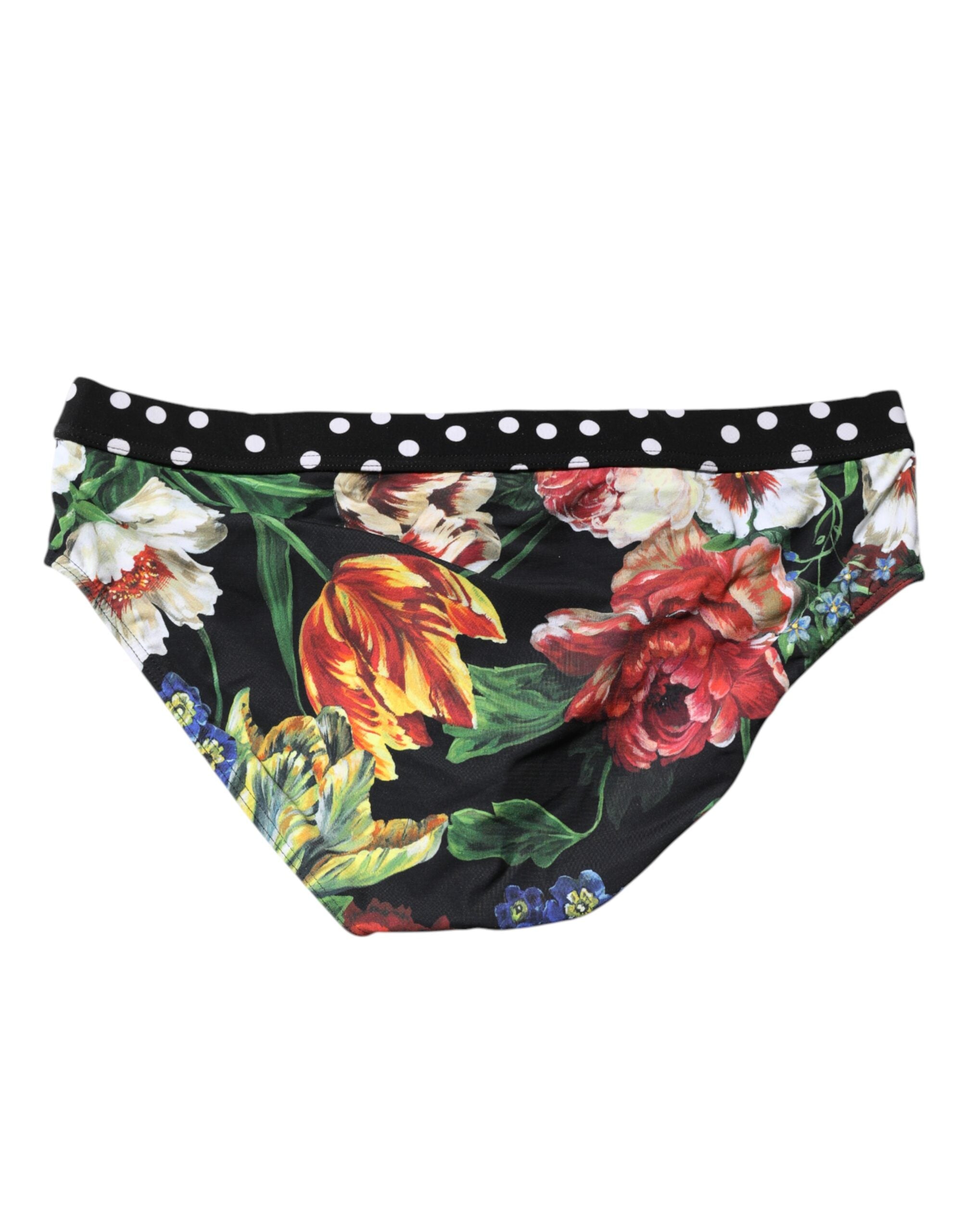Black Floral Logo Beachwear Men Brief Swimwear - ventzia