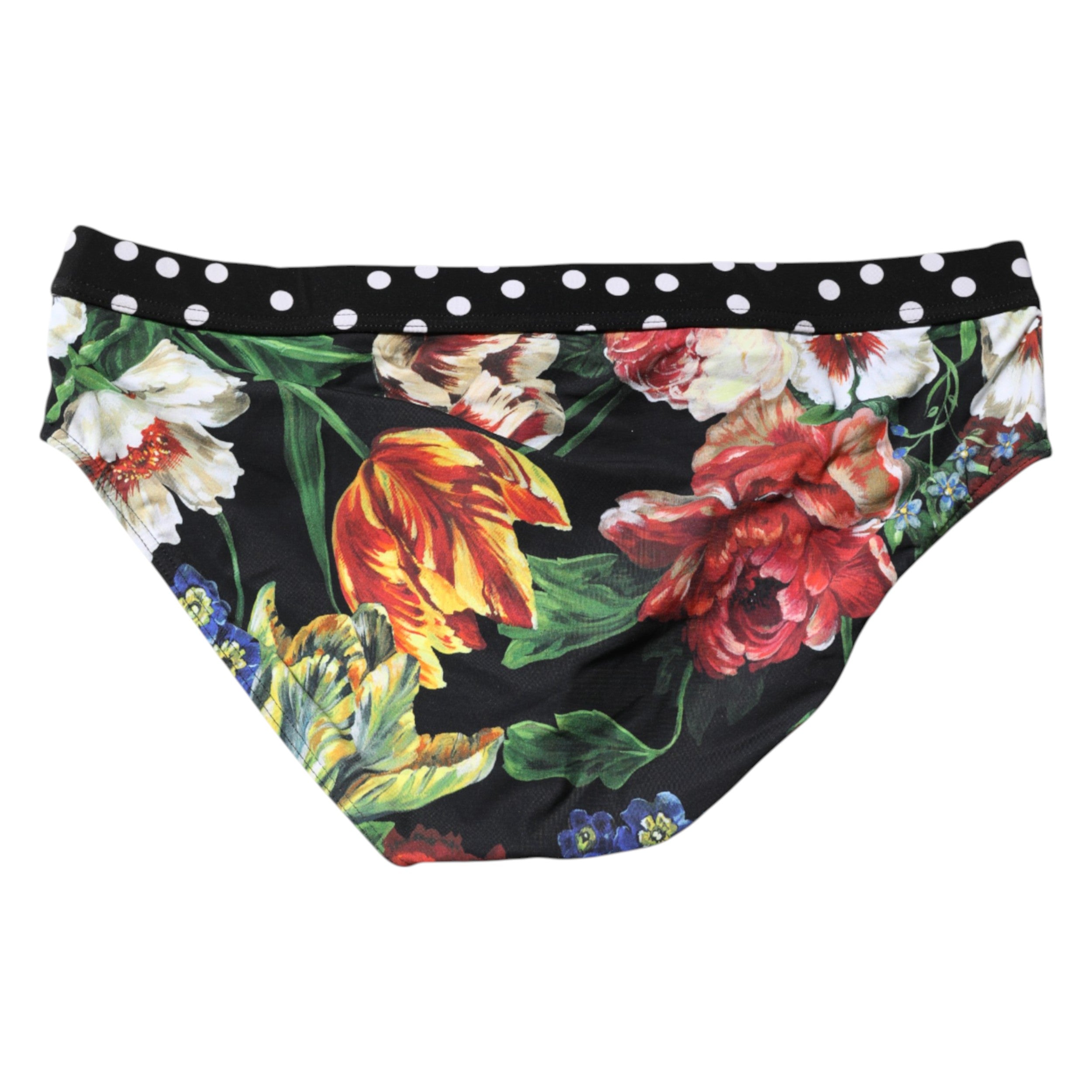 Black Floral Logo Beachwear Men Brief Swimwear - ventzia