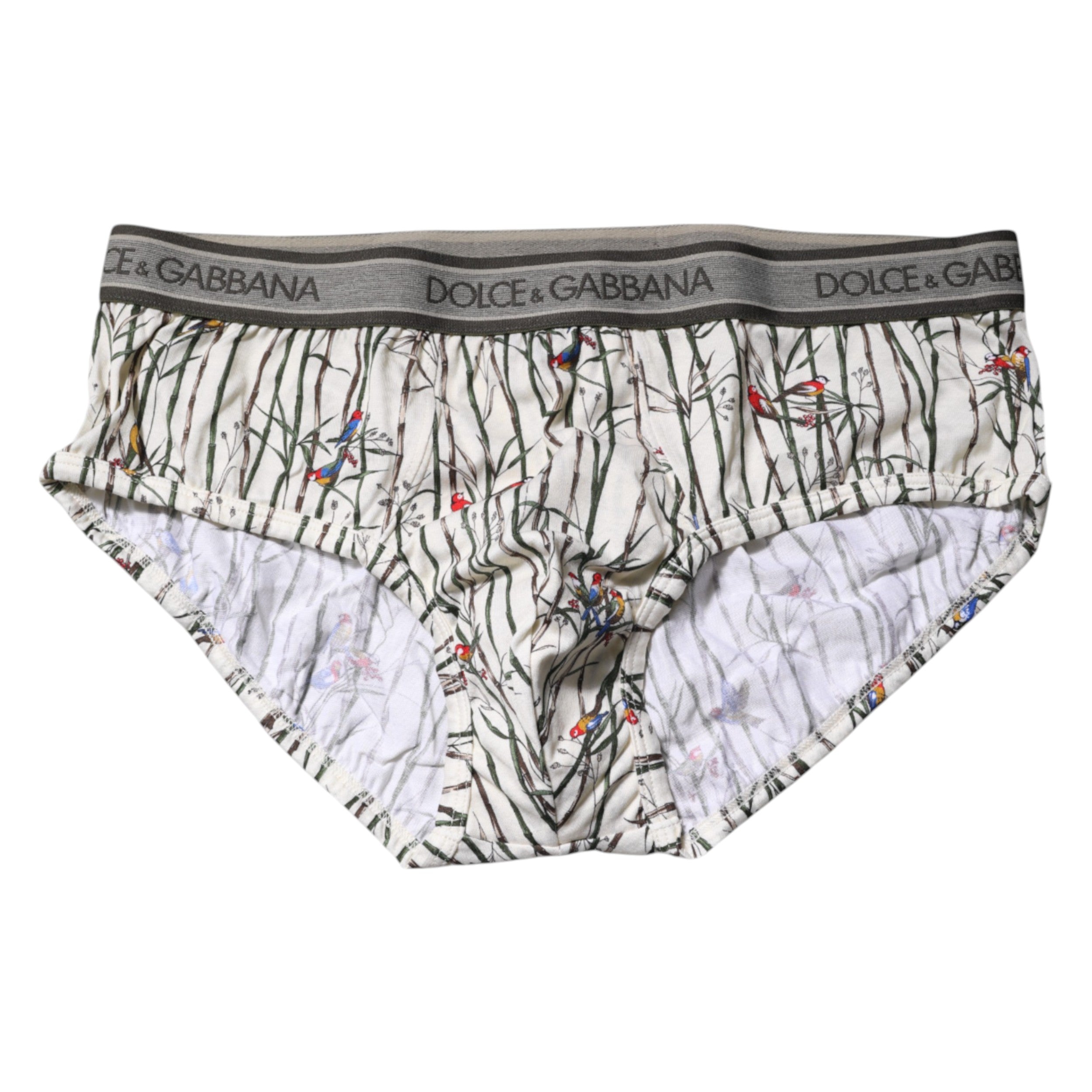 Ivory Bird Print Cotton Regular Brief Underwear - ventzia
