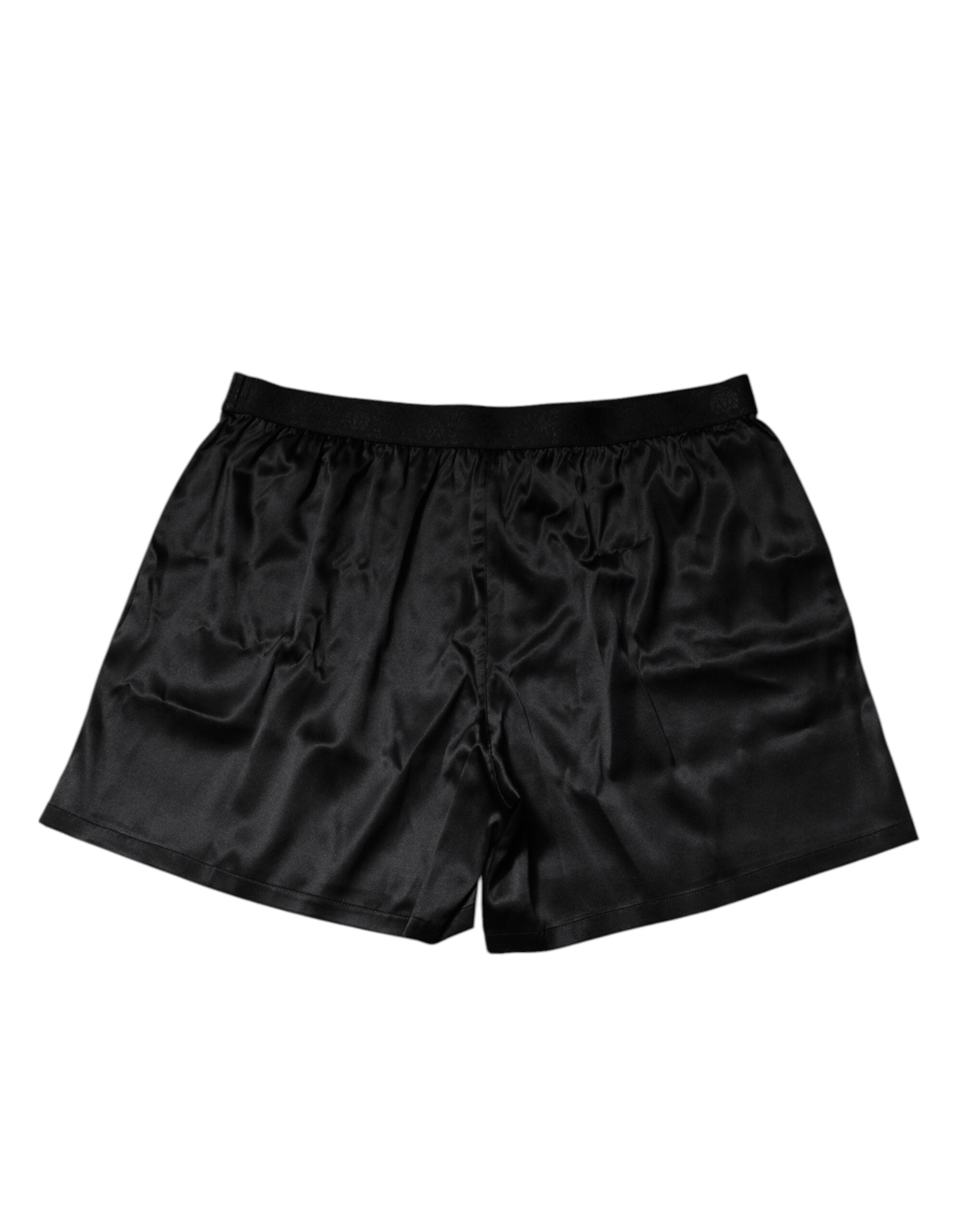 Black Silk Regular Men Boxer Shorts Underwear - ventzia