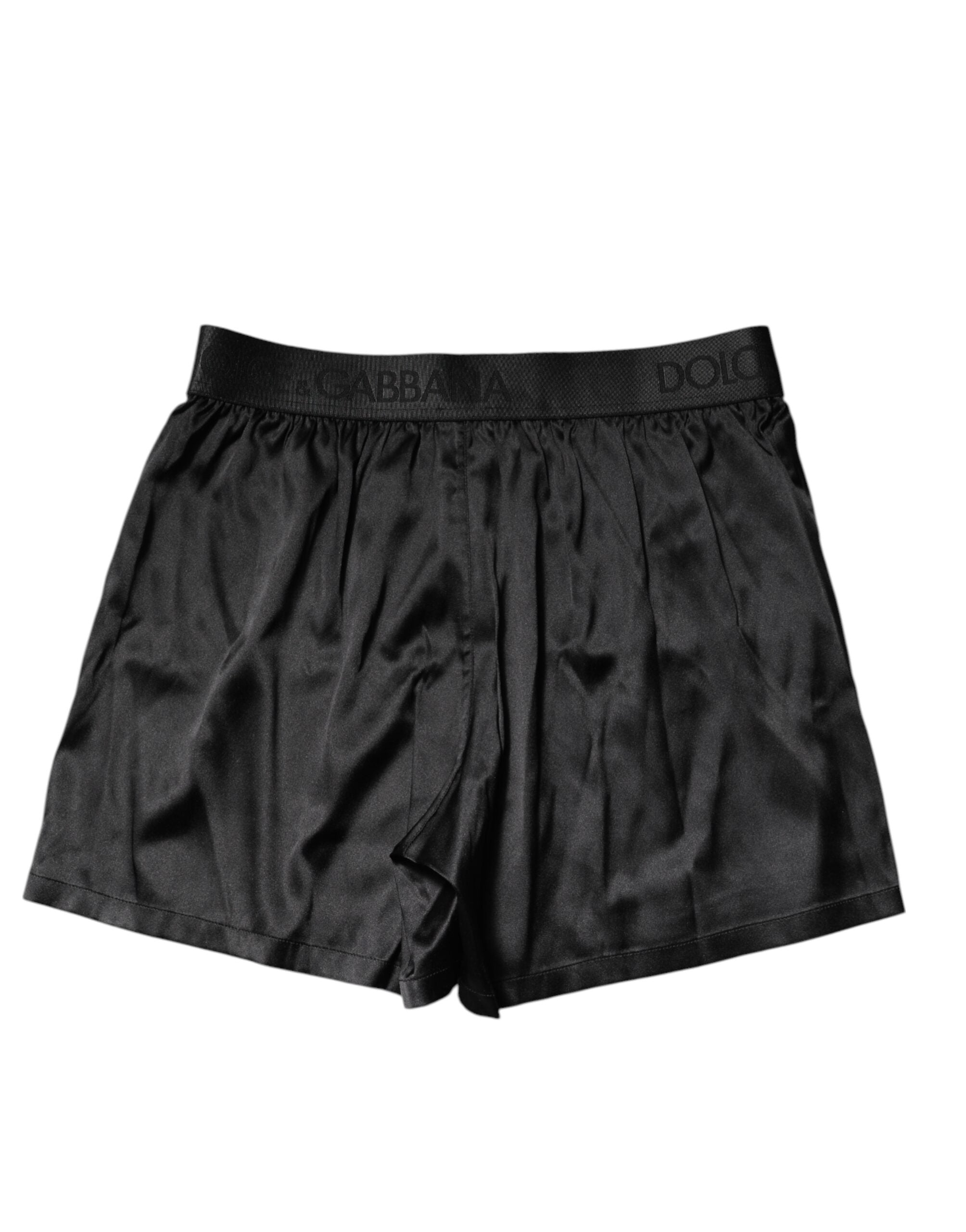 Black Logo Waist Regular Boxer Shorts Underwear - ventzia