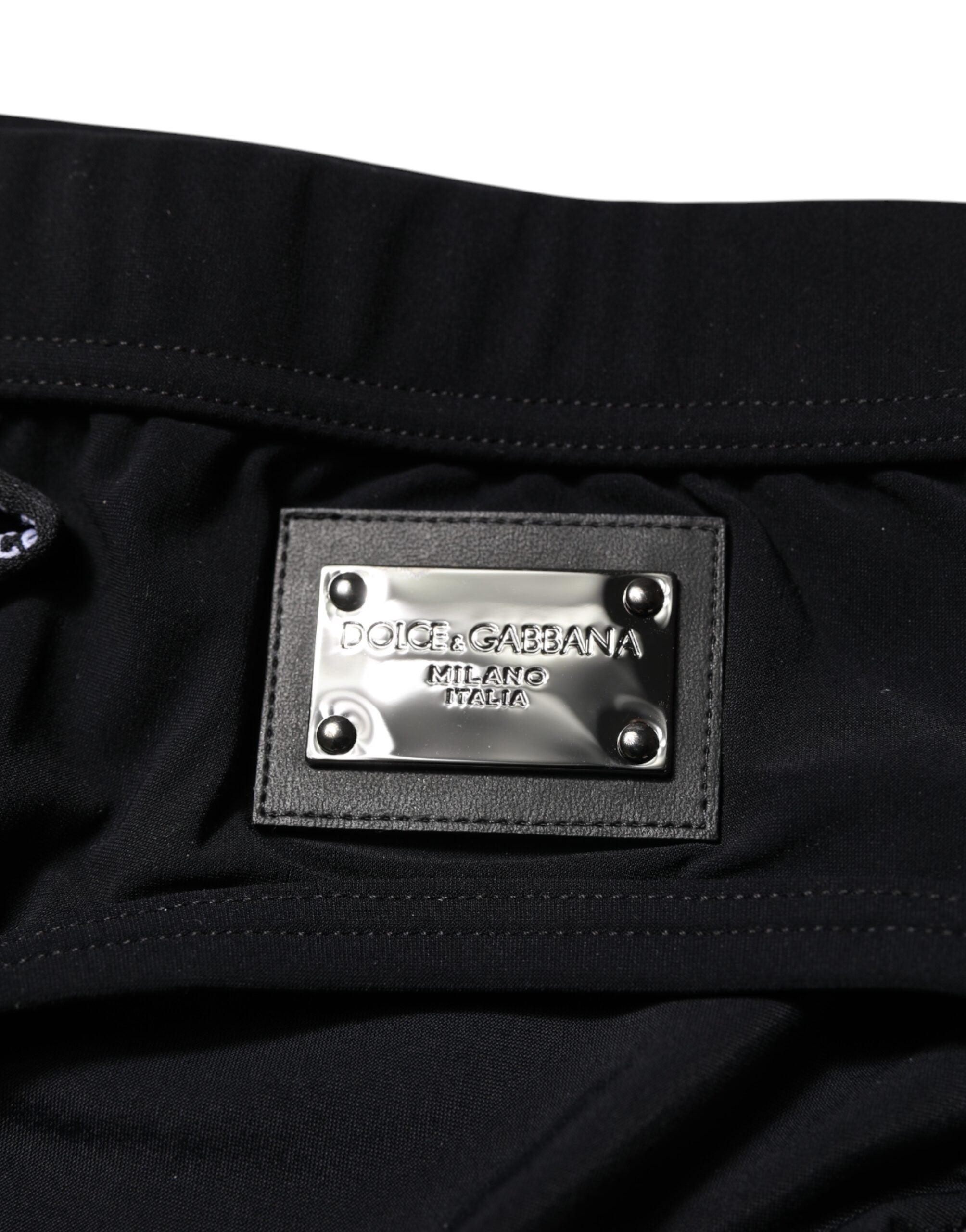 Black Logo Plaque Men Beachwear Brief Swimwear - ventzia