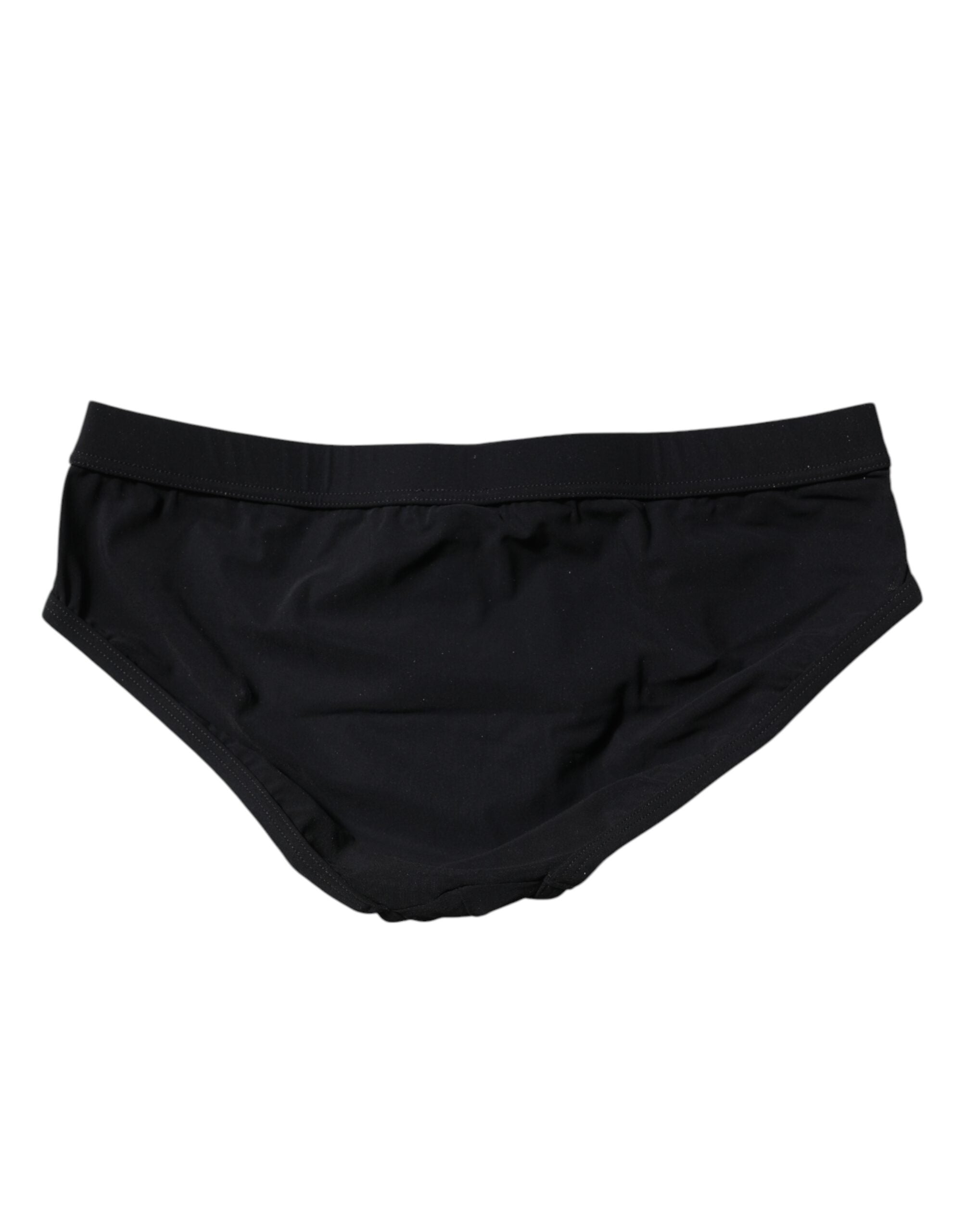 Black Logo Plaque Men Beachwear Brief Swimwear - ventzia