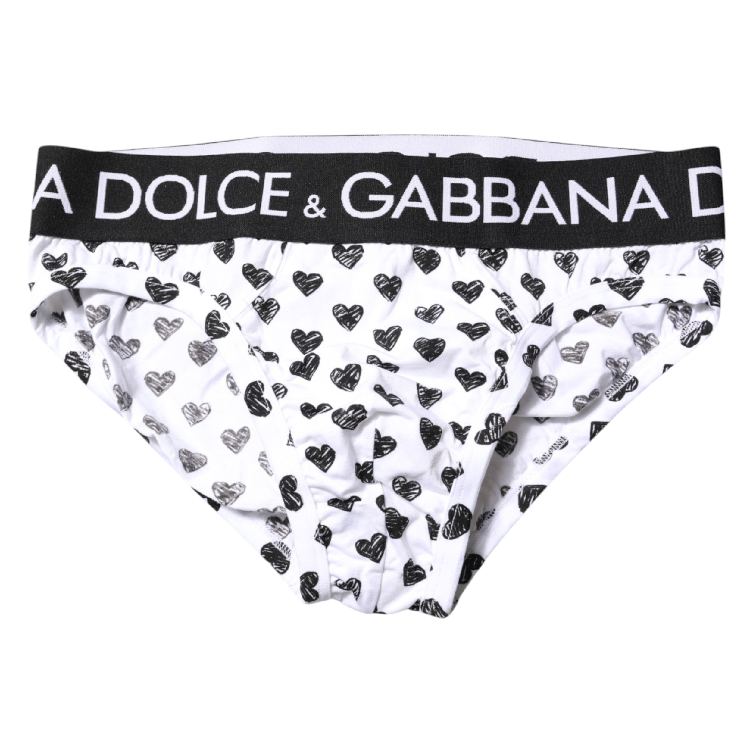 White Heart Printed Regular Brief Underwear - ventzia