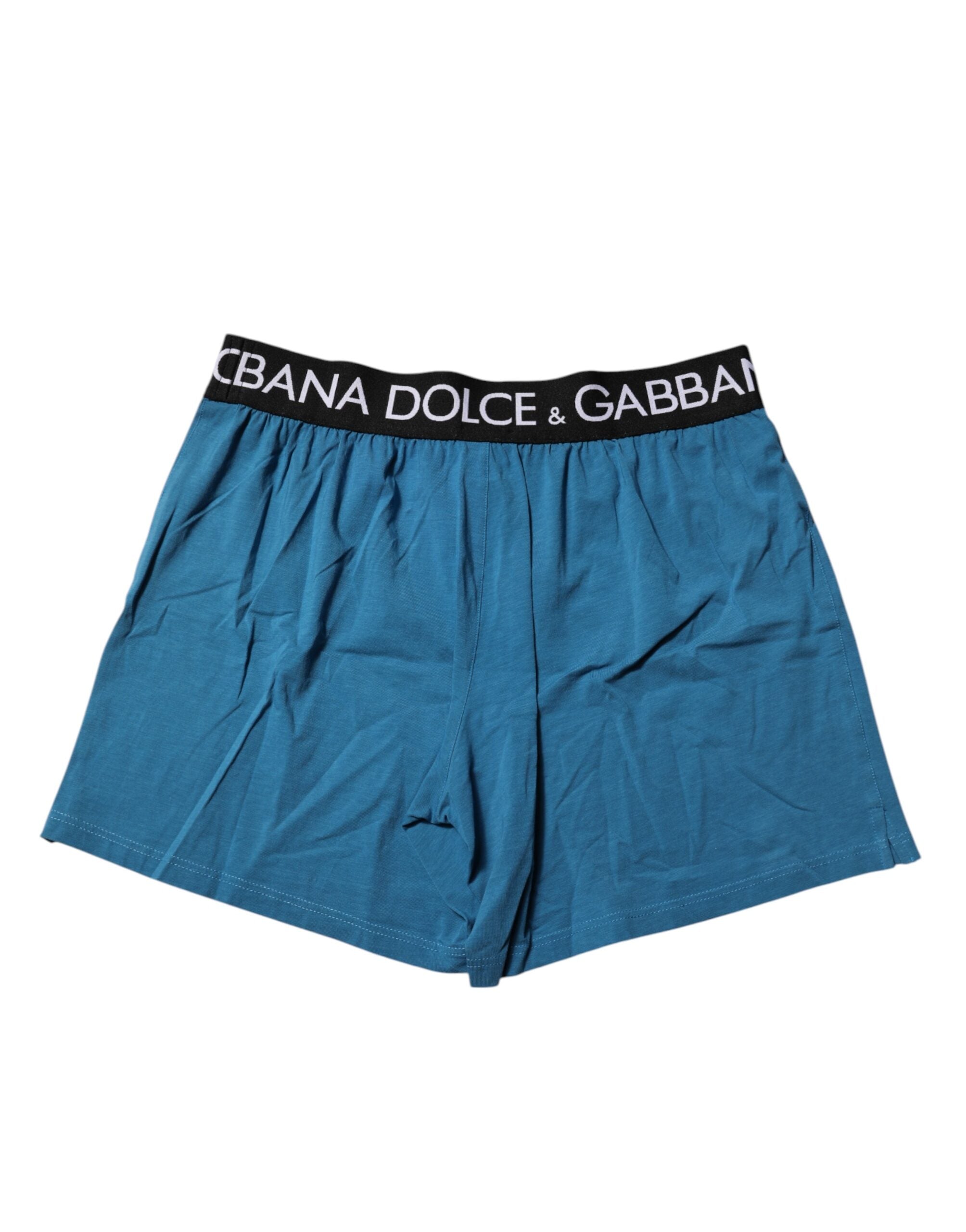 Blue Logo Waist Regular Boxer Shorts Underwear - ventzia