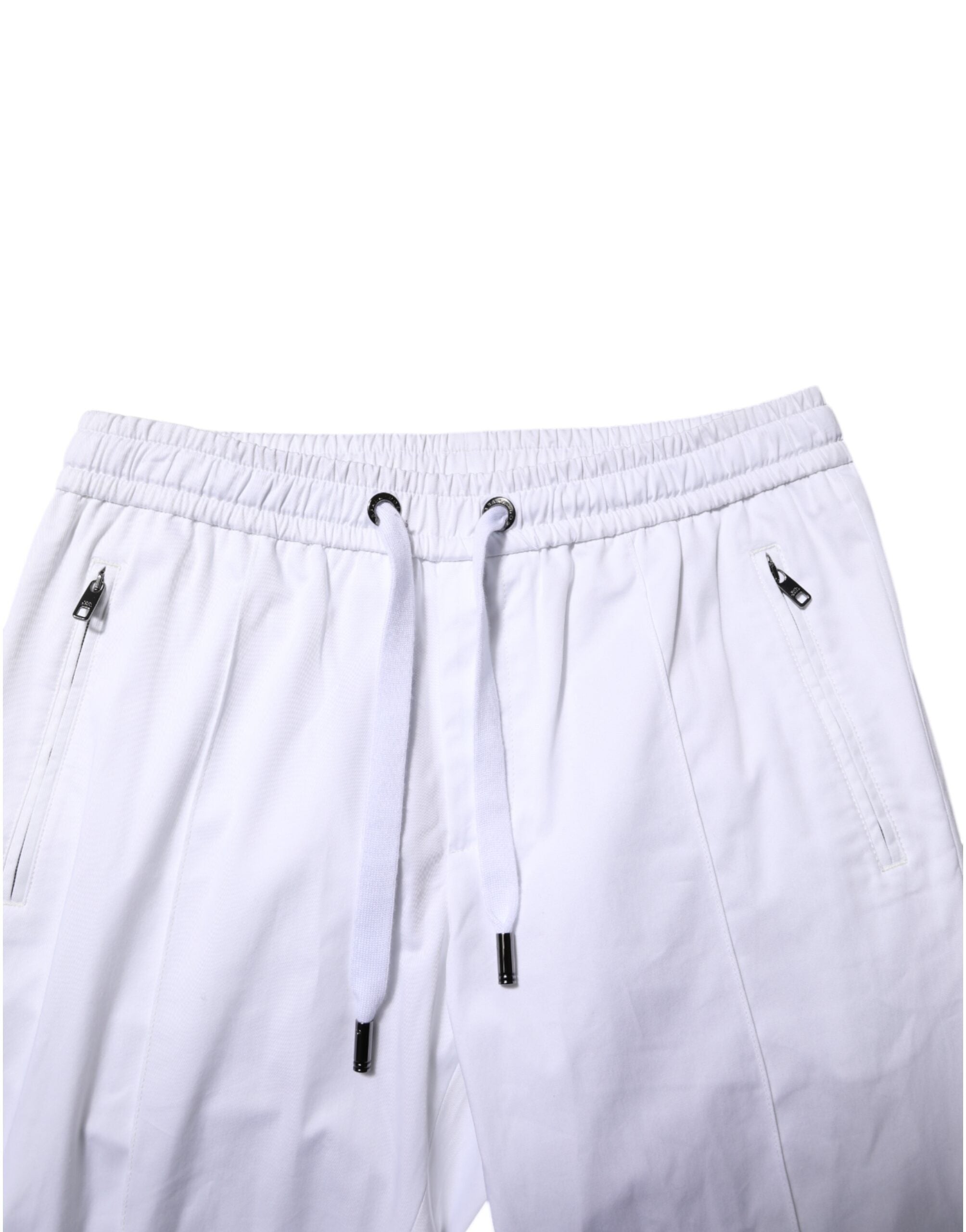 White Cotton Stretch Logo Men Jogger Pants - ventzia