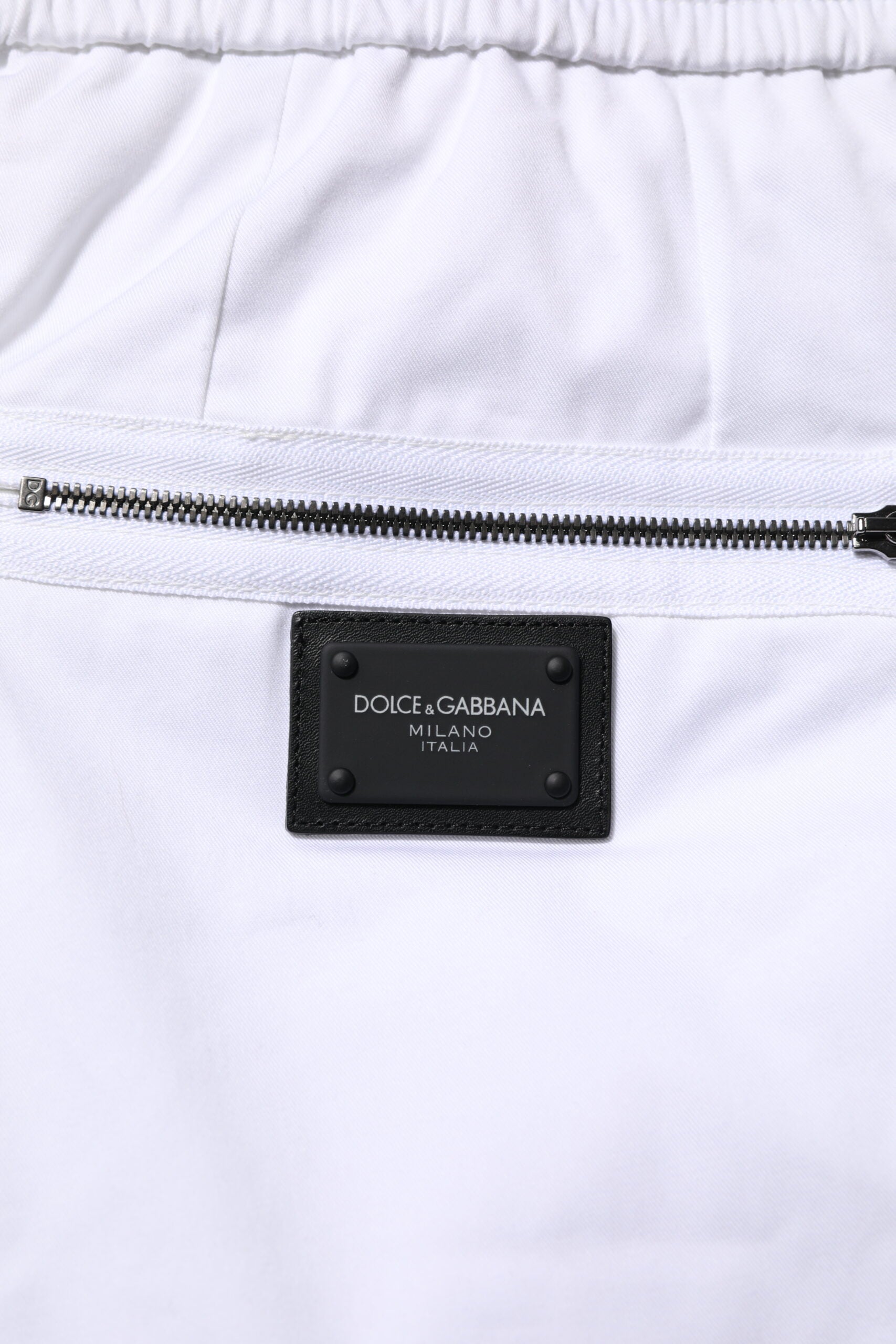 White Cotton Stretch Logo Men Jogger Pants - ventzia