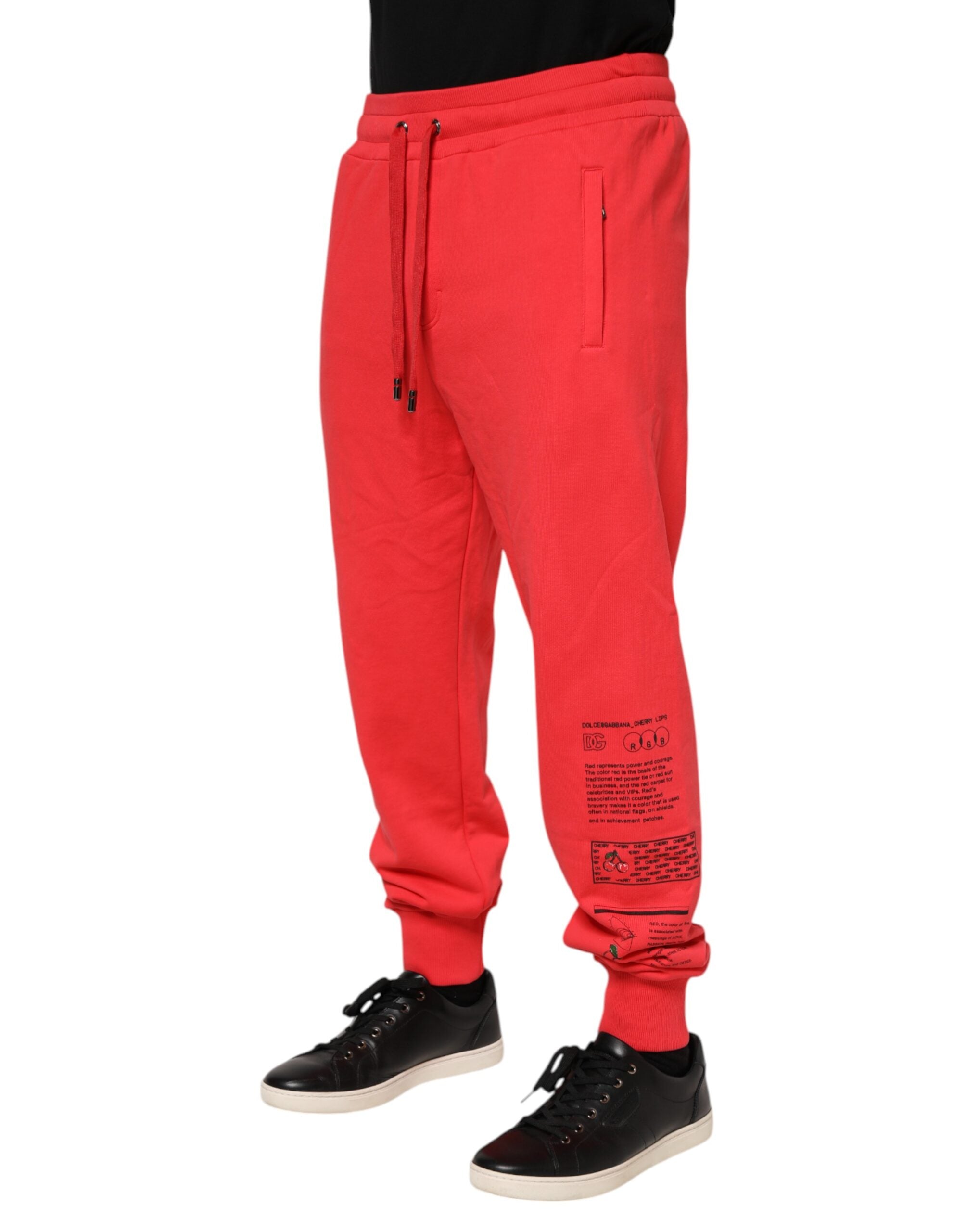 Red Cotton Men Jogger Sweatpants Pants - ventzia