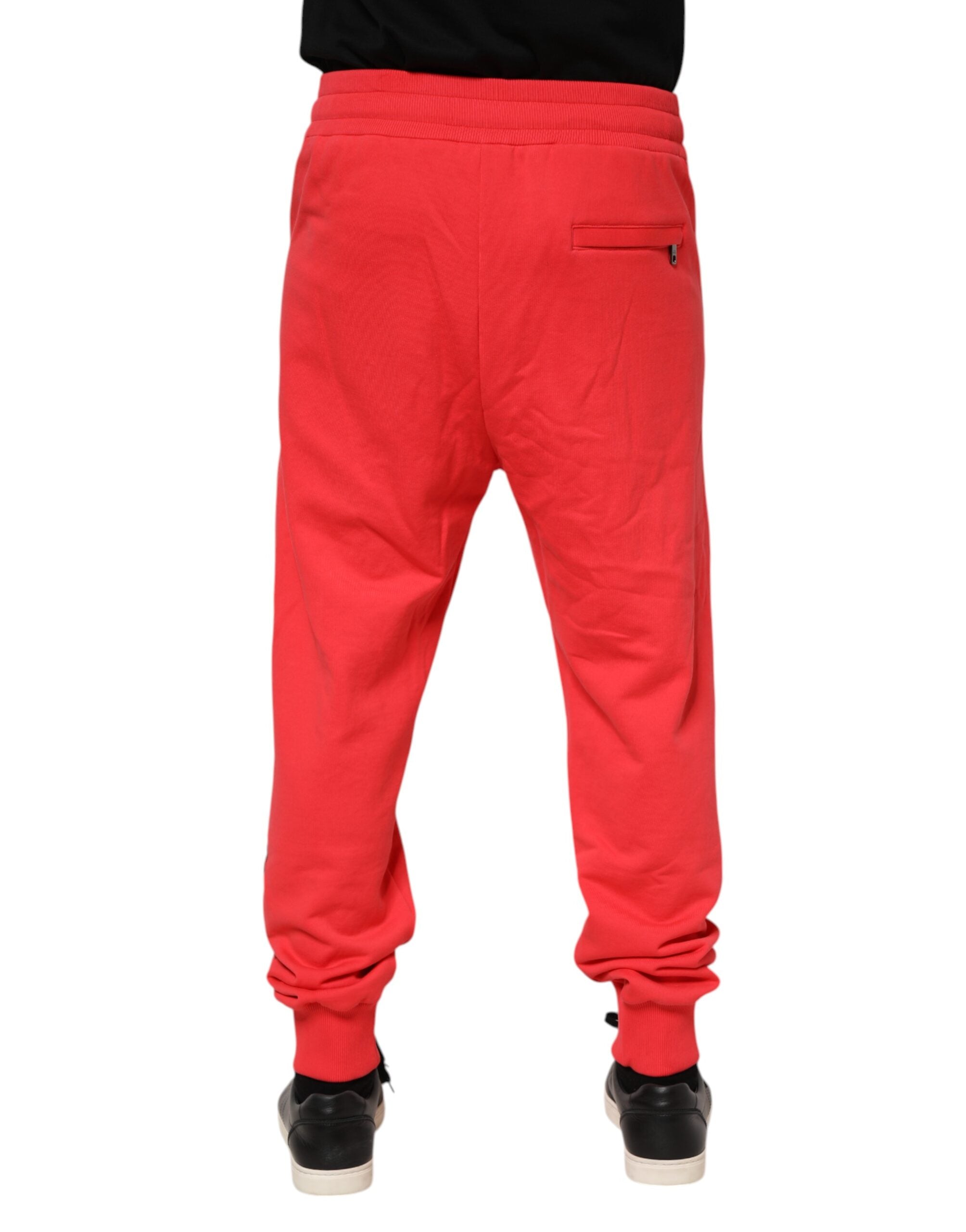 Red Cotton Men Jogger Sweatpants Pants - ventzia