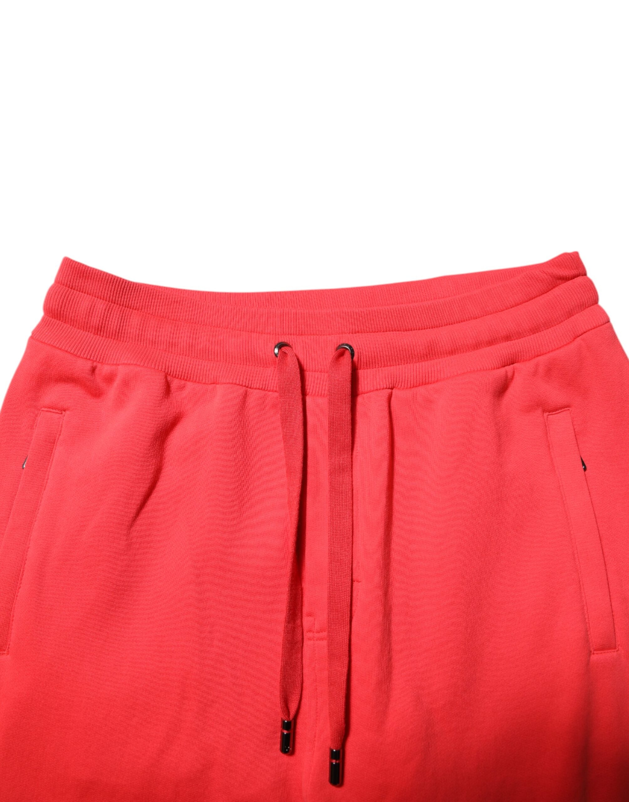 Red Cotton Men Jogger Sweatpants Pants - ventzia